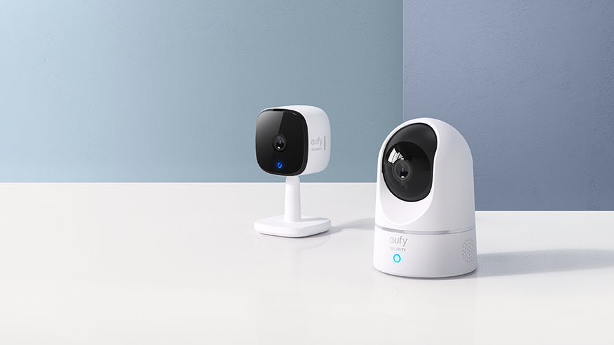Two security cameras on a table
