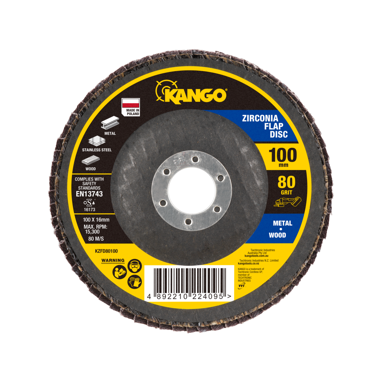 Kango 100mm 80G Zirconia Flap Disc Bunnings Australia