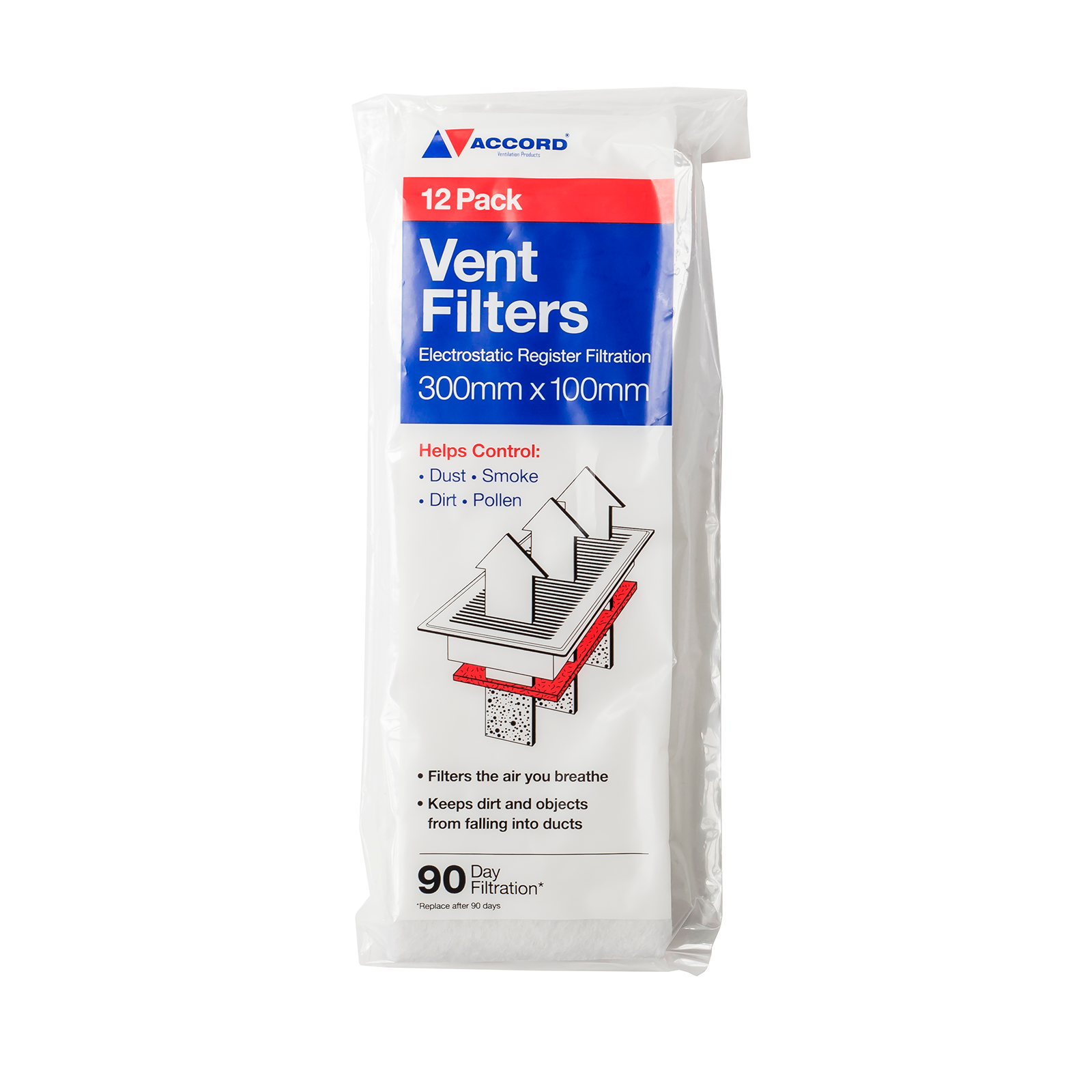 Accord 10 x 30cm White Floor Vent Filters - 12 Pack - Bunnings Australia