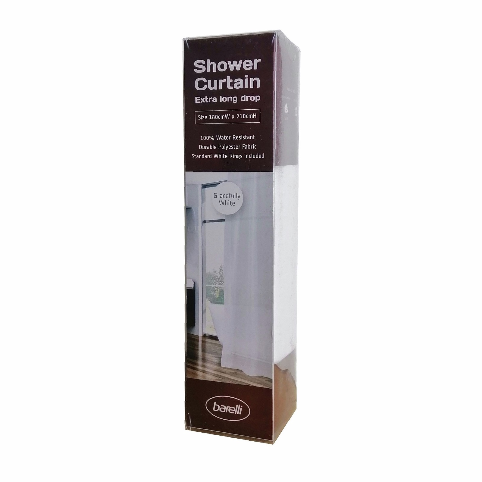 Barelli 180 x 210cm White Polyester Shower Curtain - Bunnings Australia