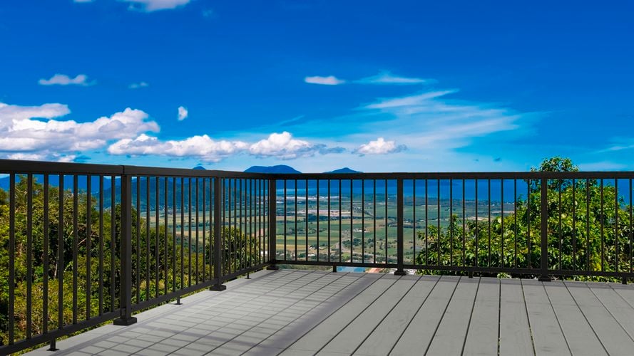 Aluminium balusters installed on a deck.