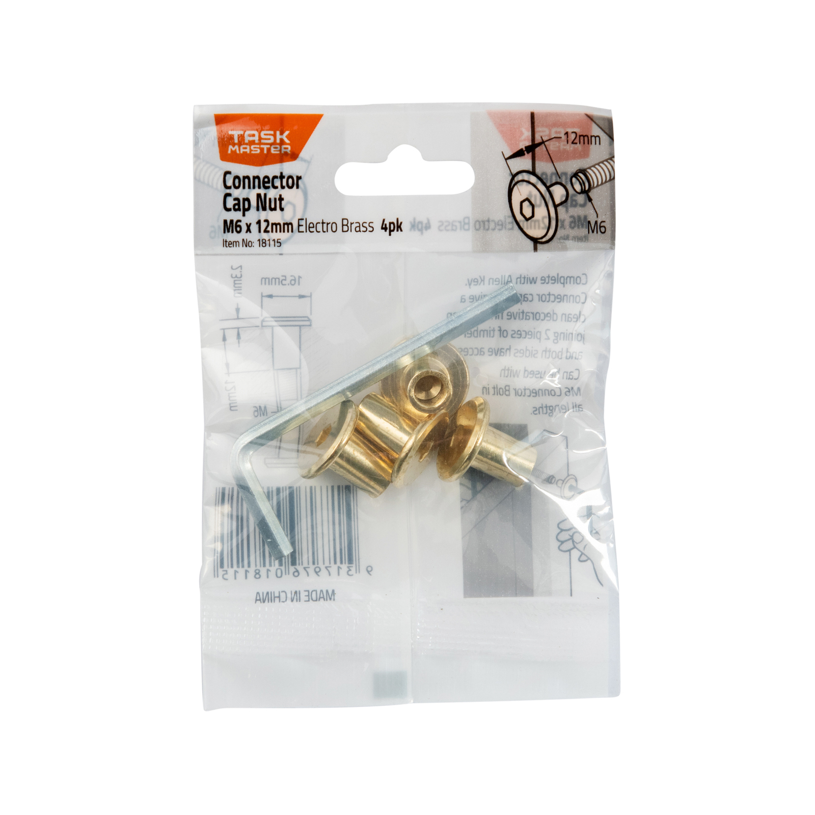 Taskmaster M6 x 12mm Gold Connector Cap Nut 4 Pack Bunnings Australia