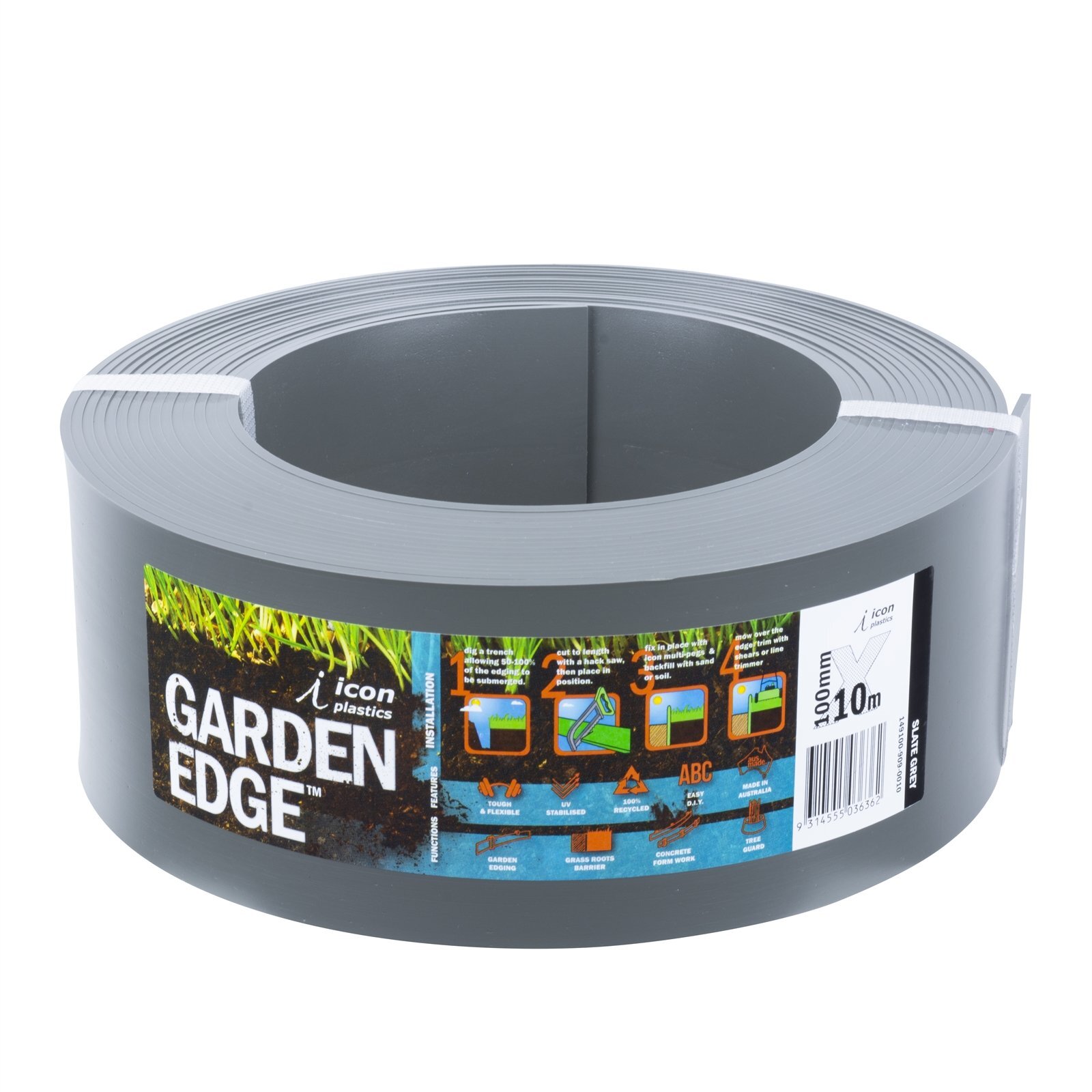 Icon Plastics 100mm x 10m Slate Grey Garden Edge - Bunnings Australia