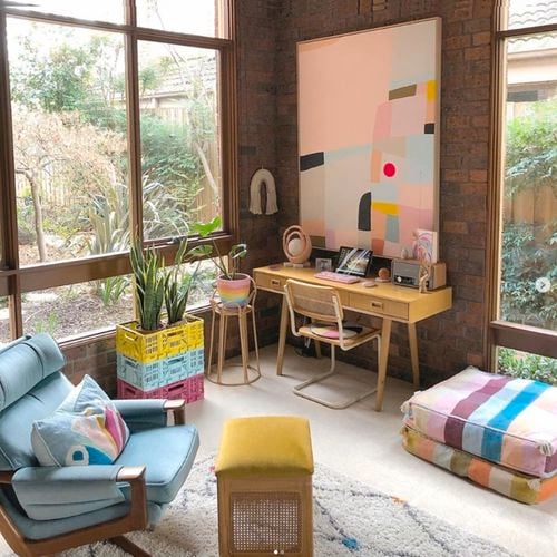 Vibrant
  plant pots and storage boxes - 2X Ultra Cover Spray Gloss Berry Pink, Ocean
  Mist, and Sun Yellow.