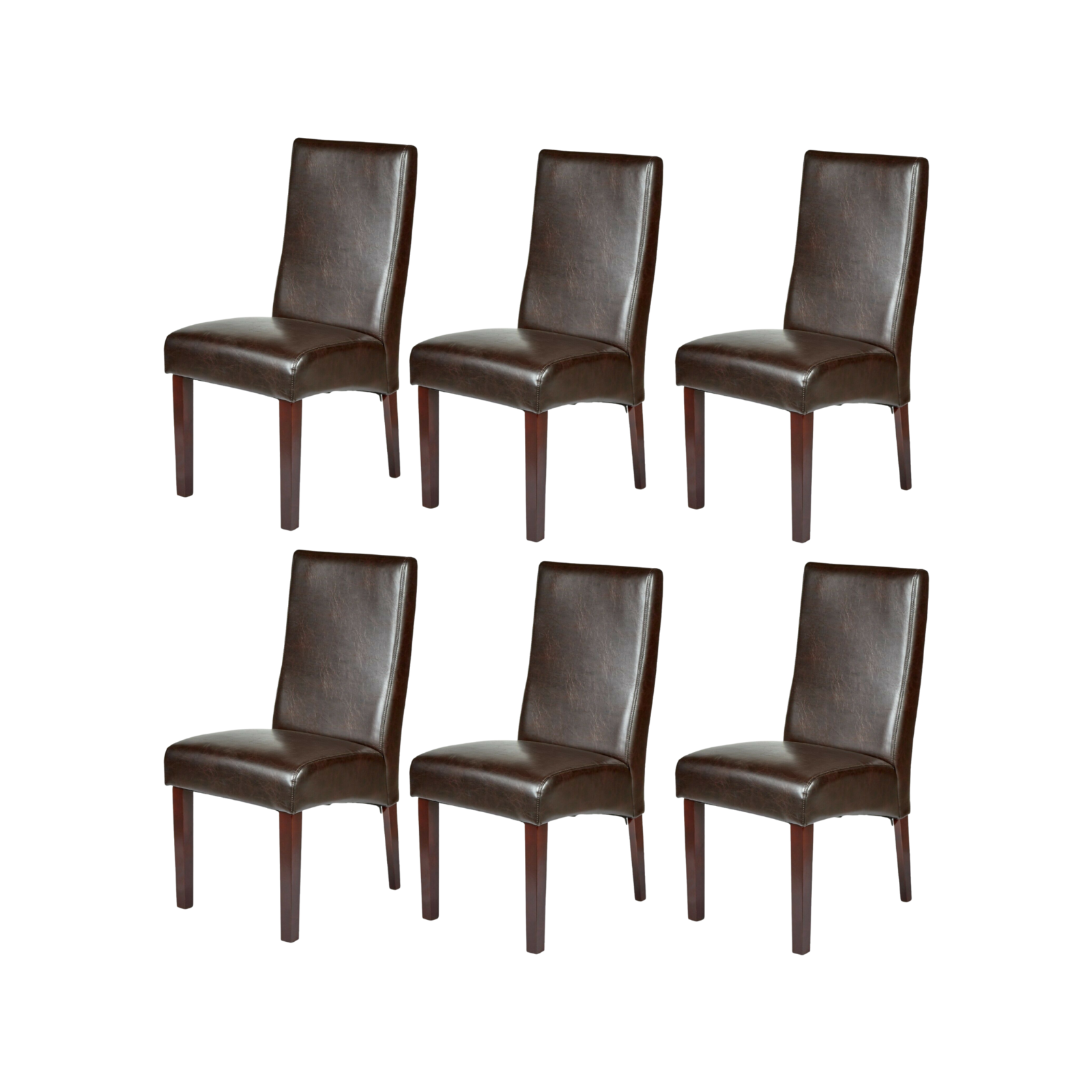 Set of 6 Leather Brown Dining Chairs Durable Seat Wood - Bunnings Australia