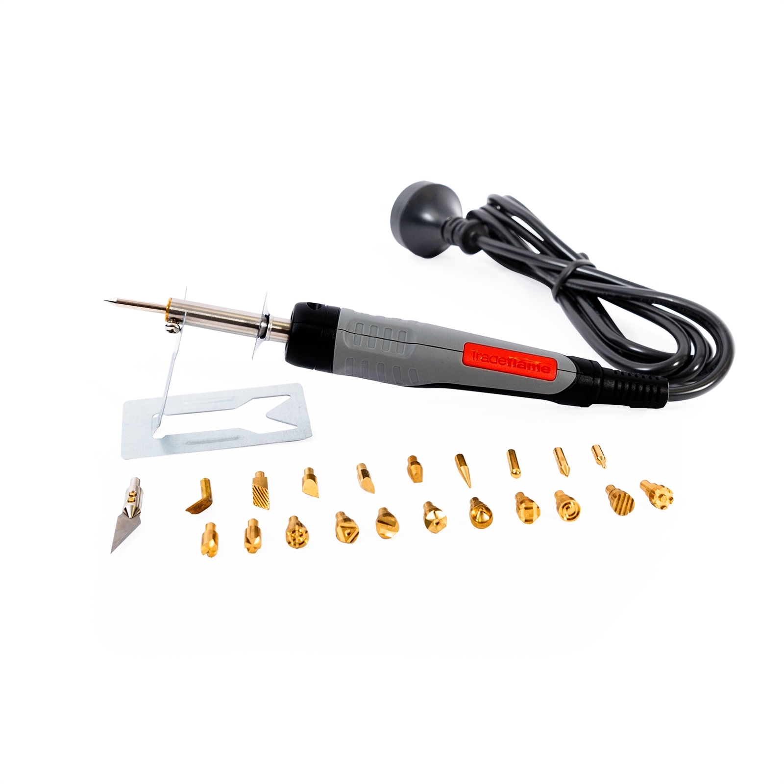 Tradeflame 240V 30W 22 Piece Wood Burning Soldering Iron Kit Bunnings