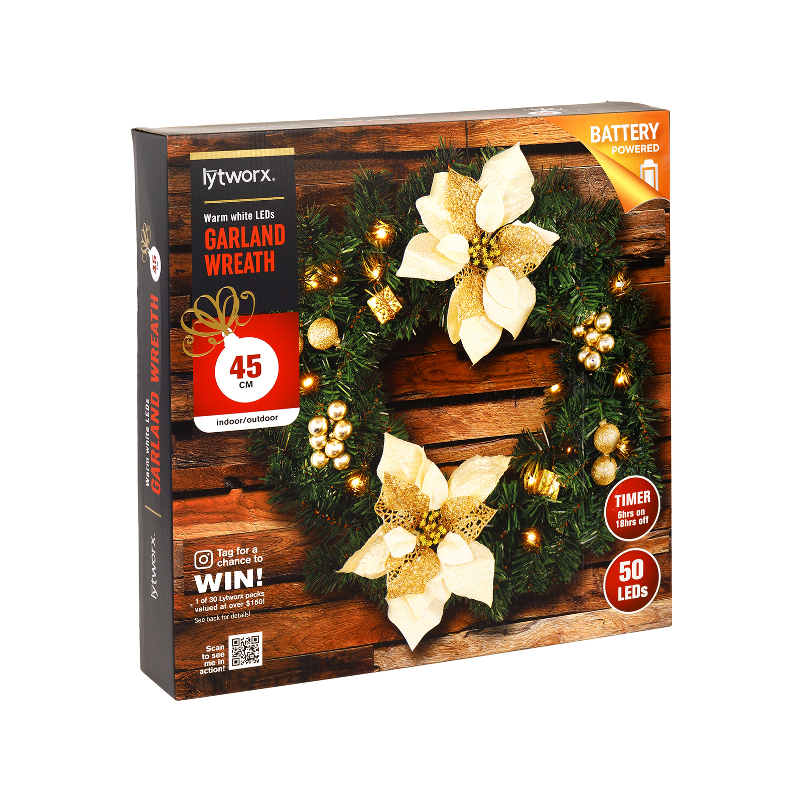 Lytworx 45cm Warm White Festive Garland Wreath Bunnings New Zealand