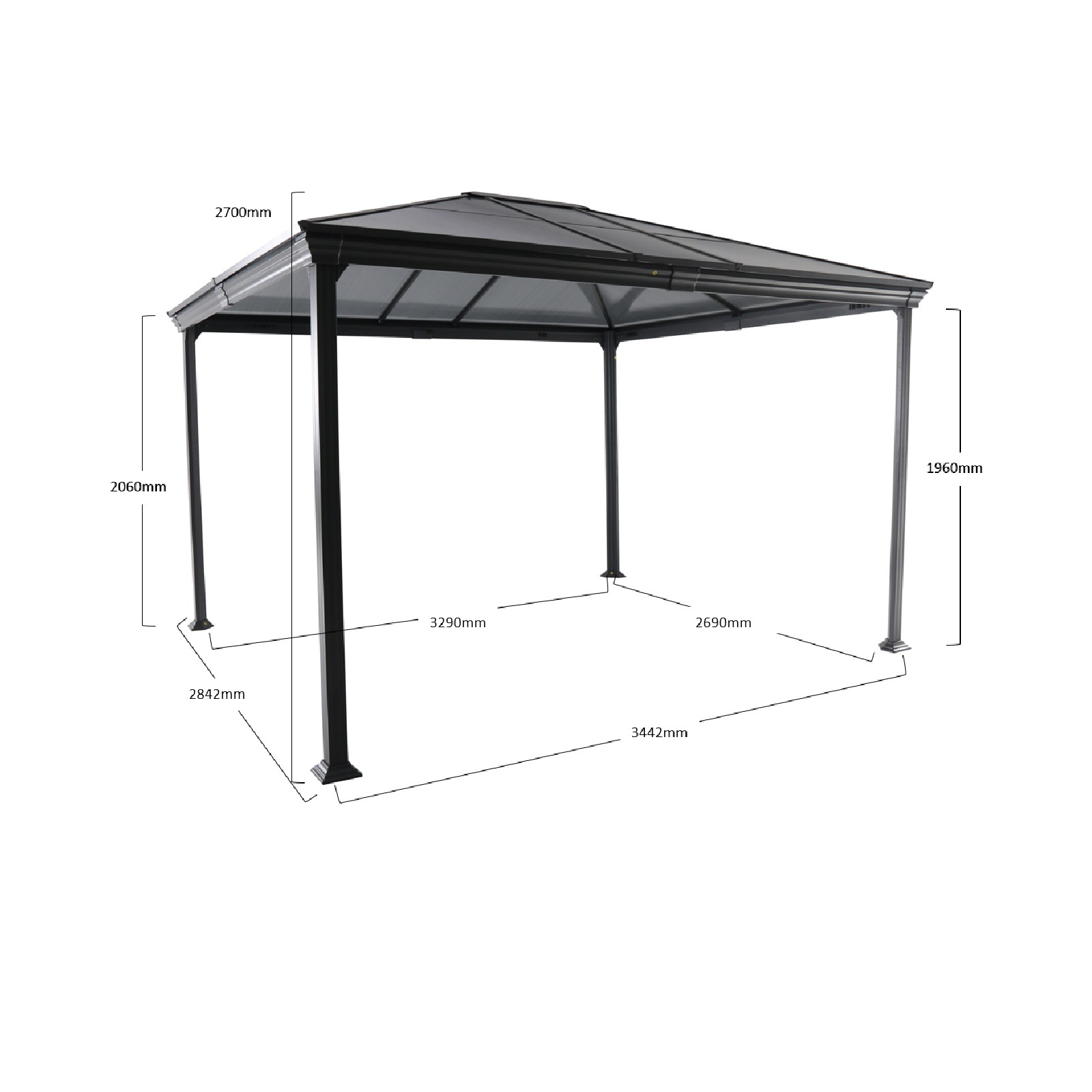 Mimosa 3 x 3.6m Charcoal Palermo Gazebo - Bunnings Australia