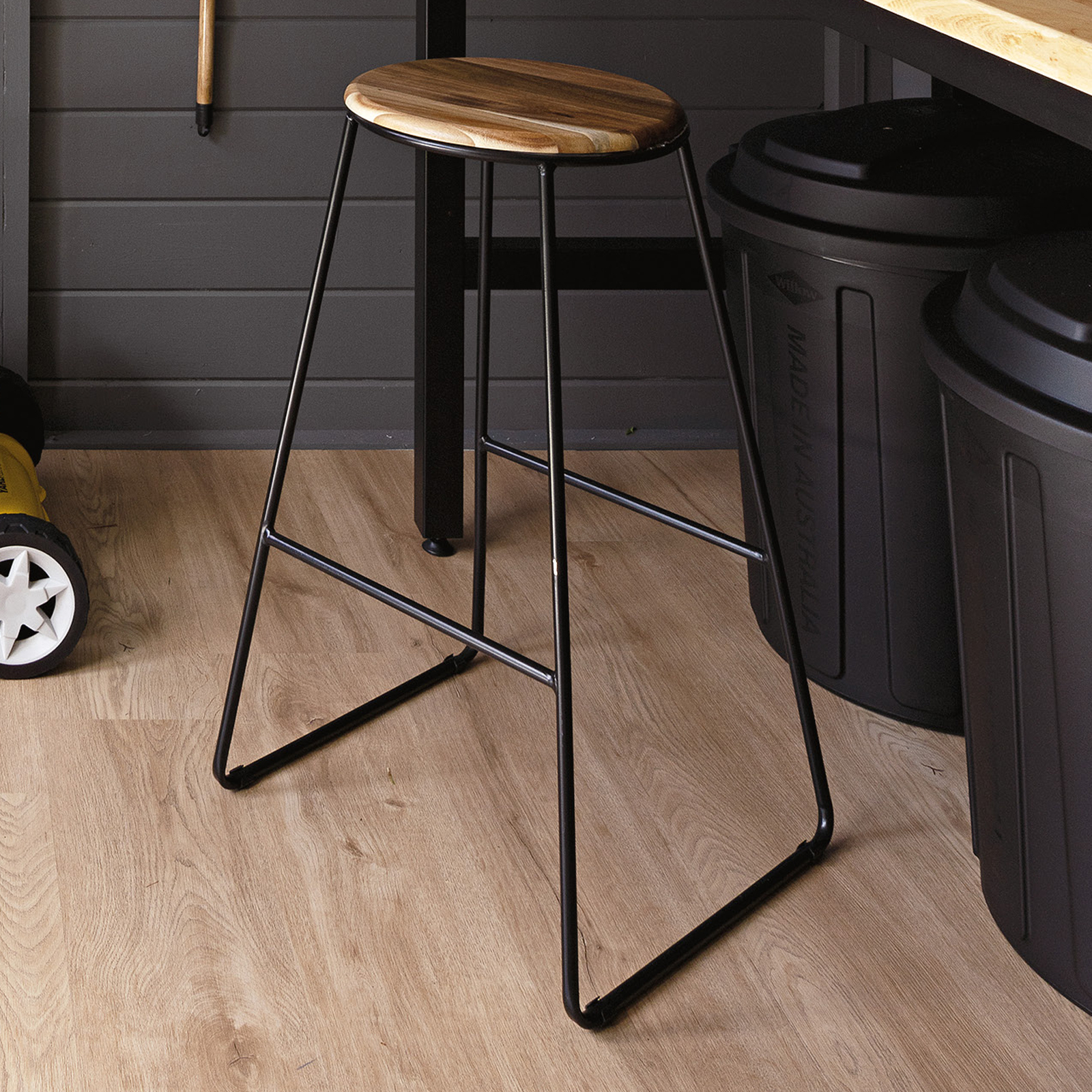 Marquee Industrial Acacia Bar Stool Black Bunnings Australia