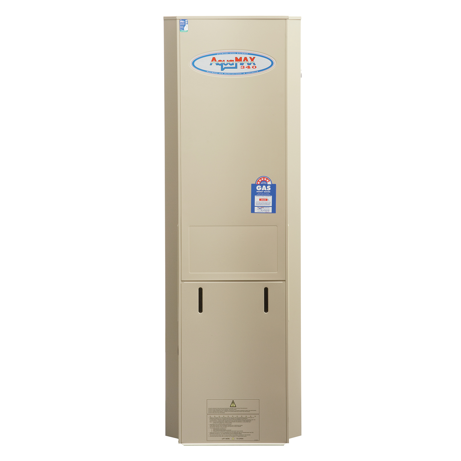 AquaMAX 155L Natural Gas Stainless Steel Water Heater Without Mixing Valve  - Bunnings Australia