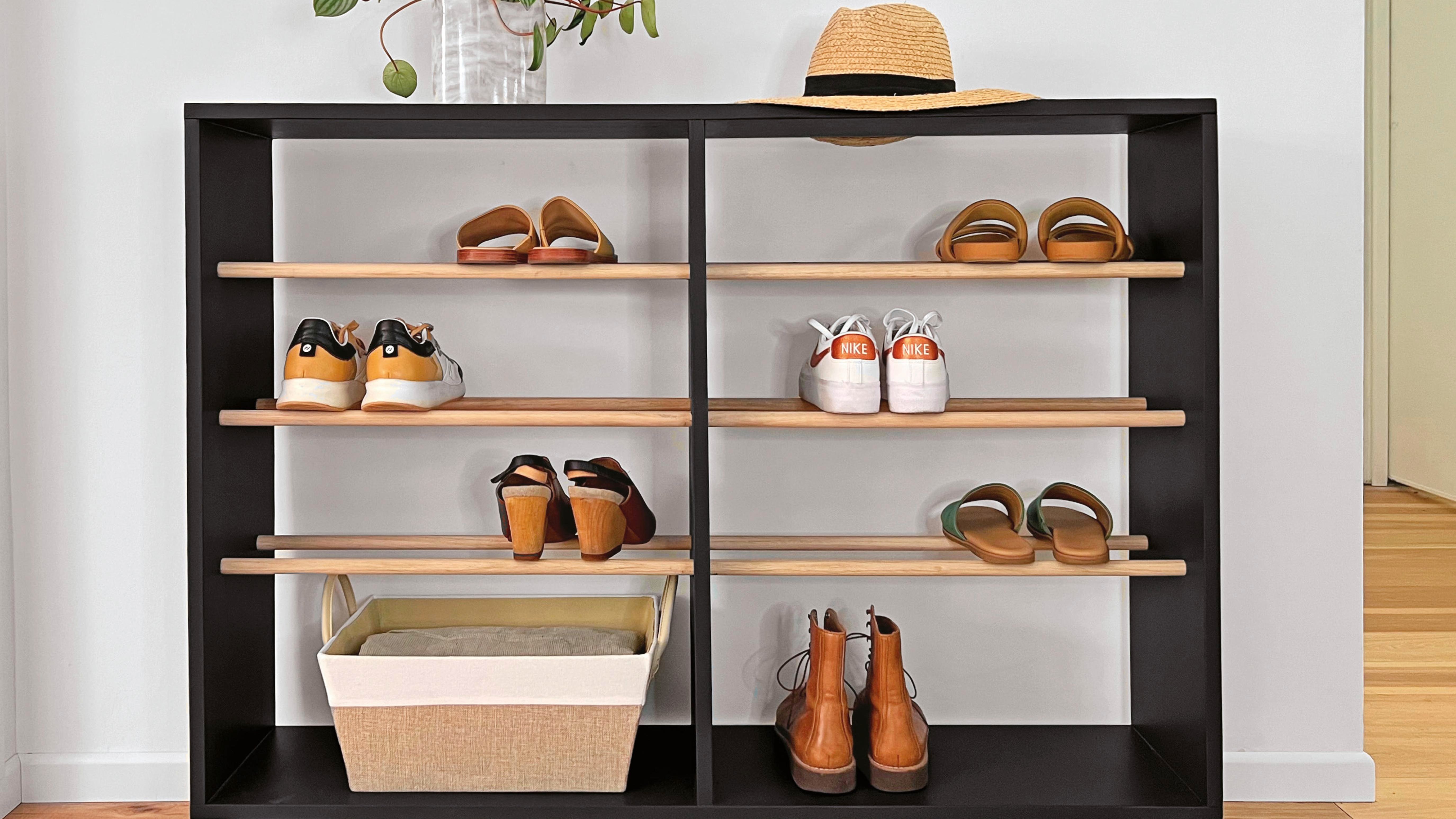 Wooden shoe clearance organizer