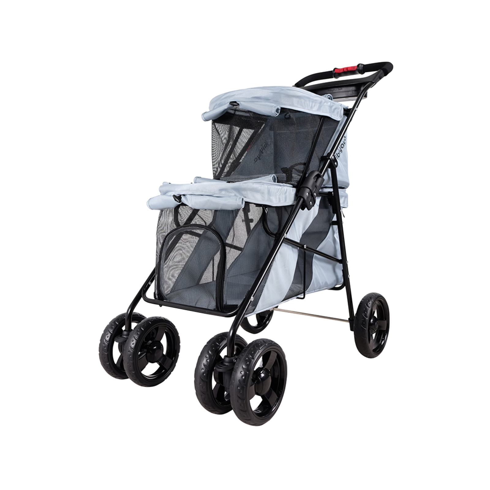 Ibiyaya Double Decker Pet Stroller for Multiple Pets Silver Gray