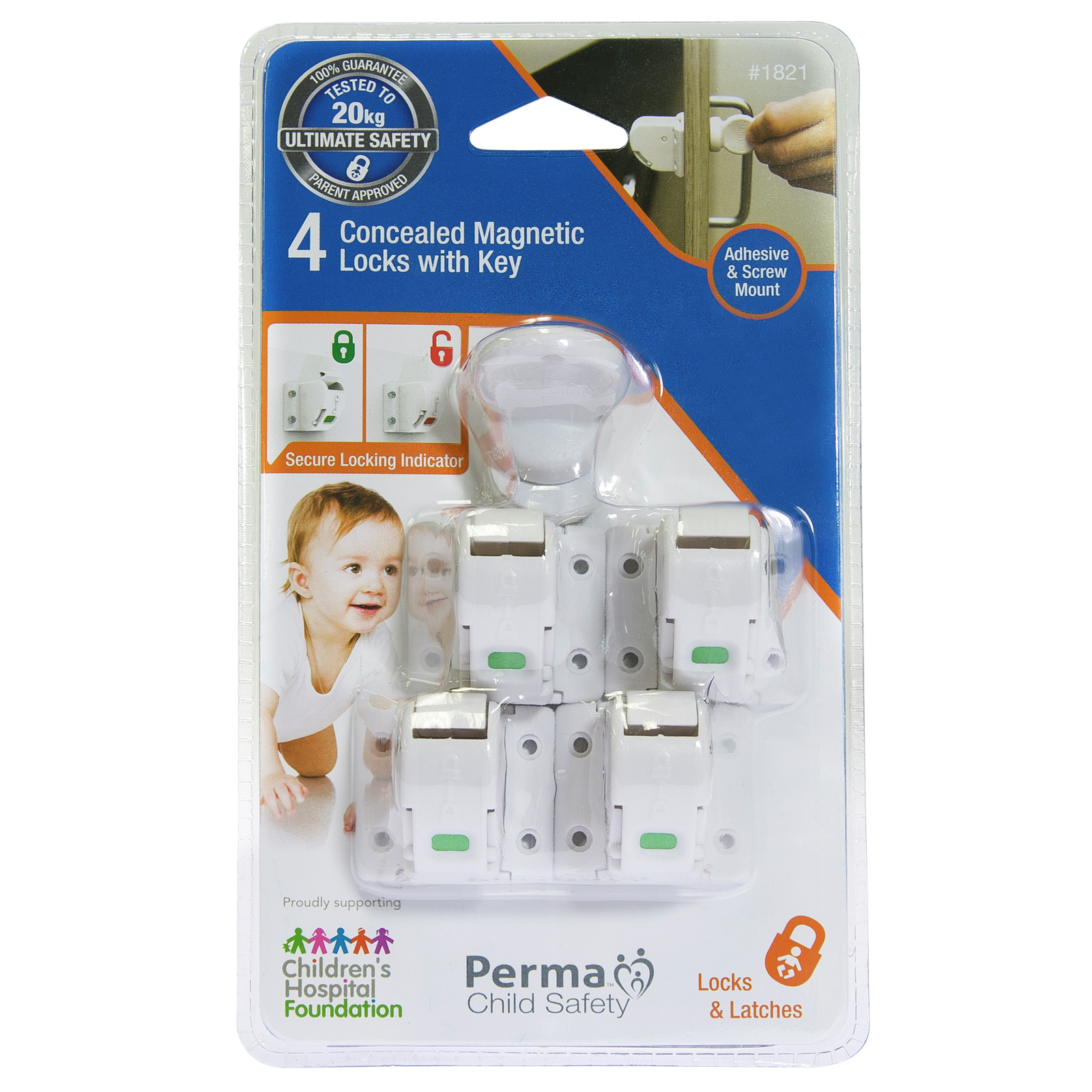 Perma Child Safety Concealed Locks with Key 4 Pack