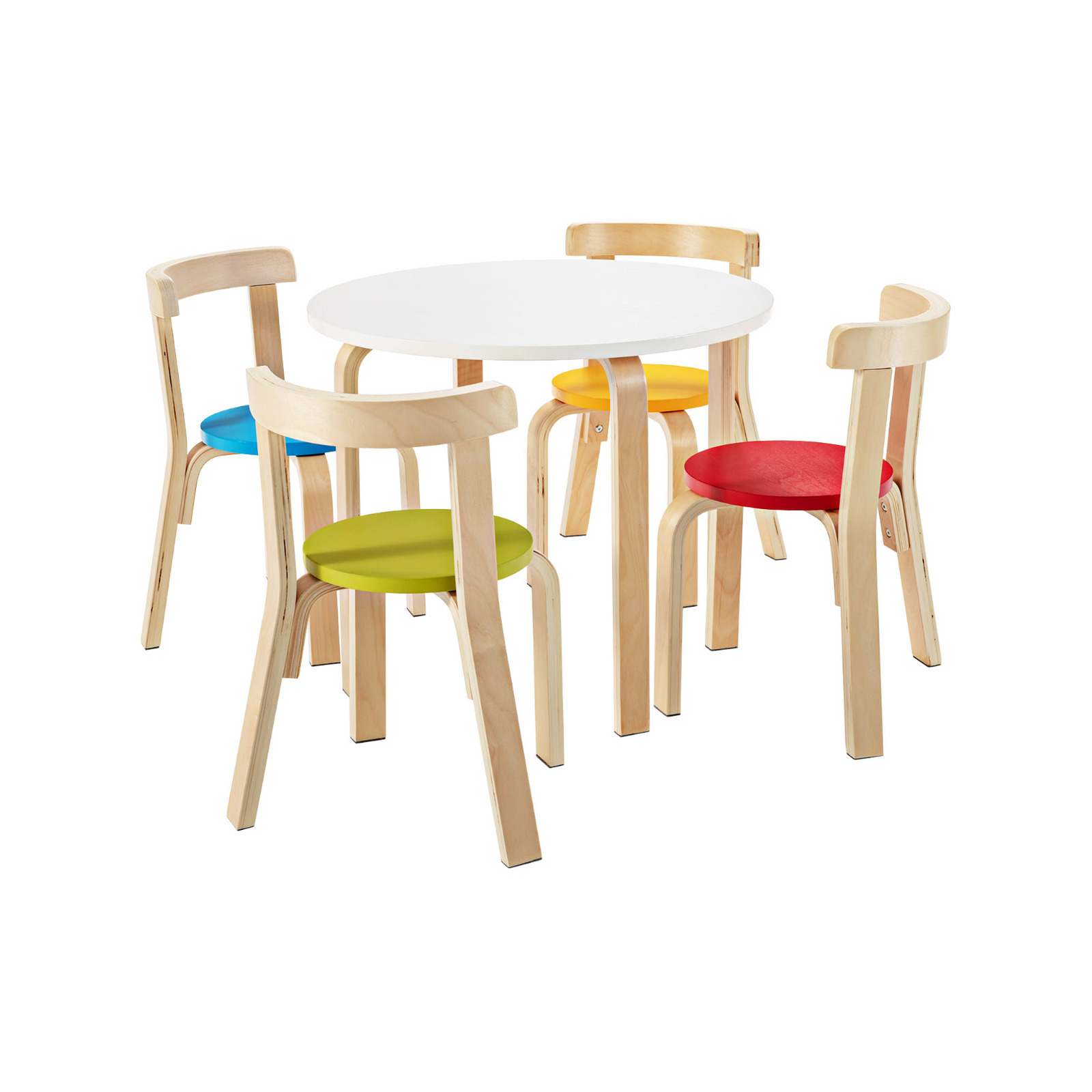 Costway 5pcs Kids Bentwood Table & Chair Set Wooden Furniture