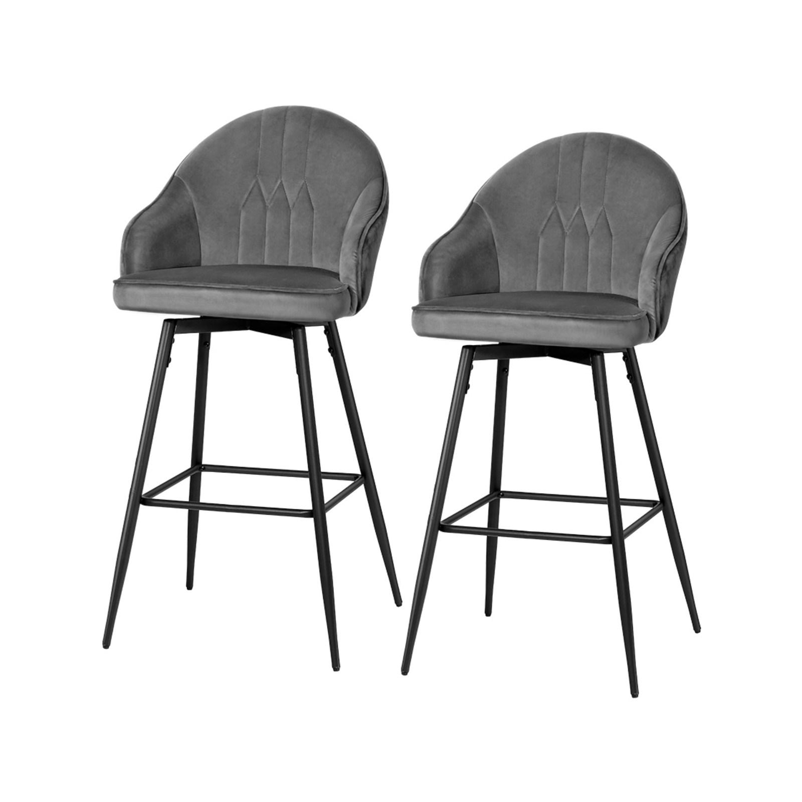Artiss Bar Stools Kitchen Stool Dining Chairs Velvet Grey Mesial