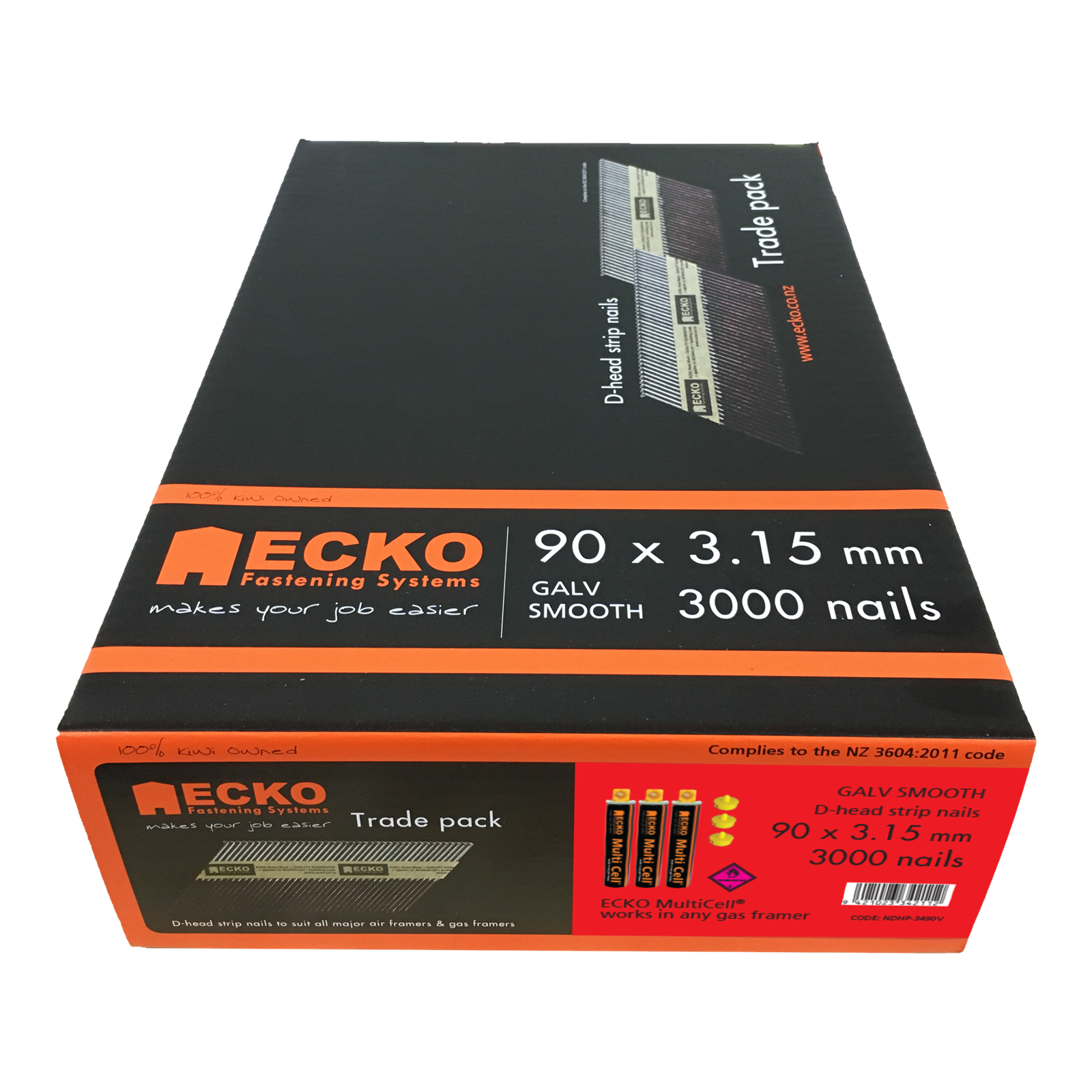 ECKO 90 x 3.15mm D Head Galvanised Smooth Framing Nails Gas Pack 3000