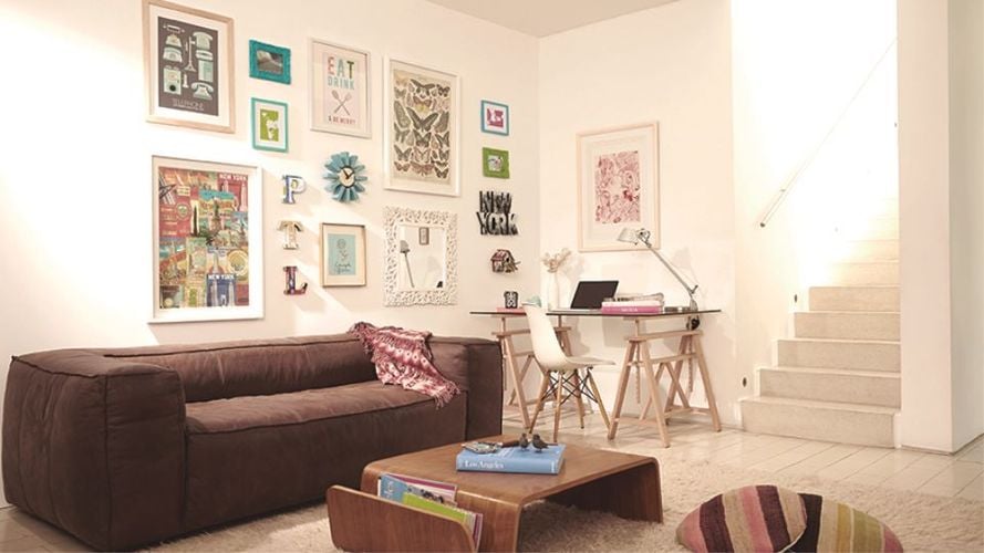 Lounge and study space with couch and desk
