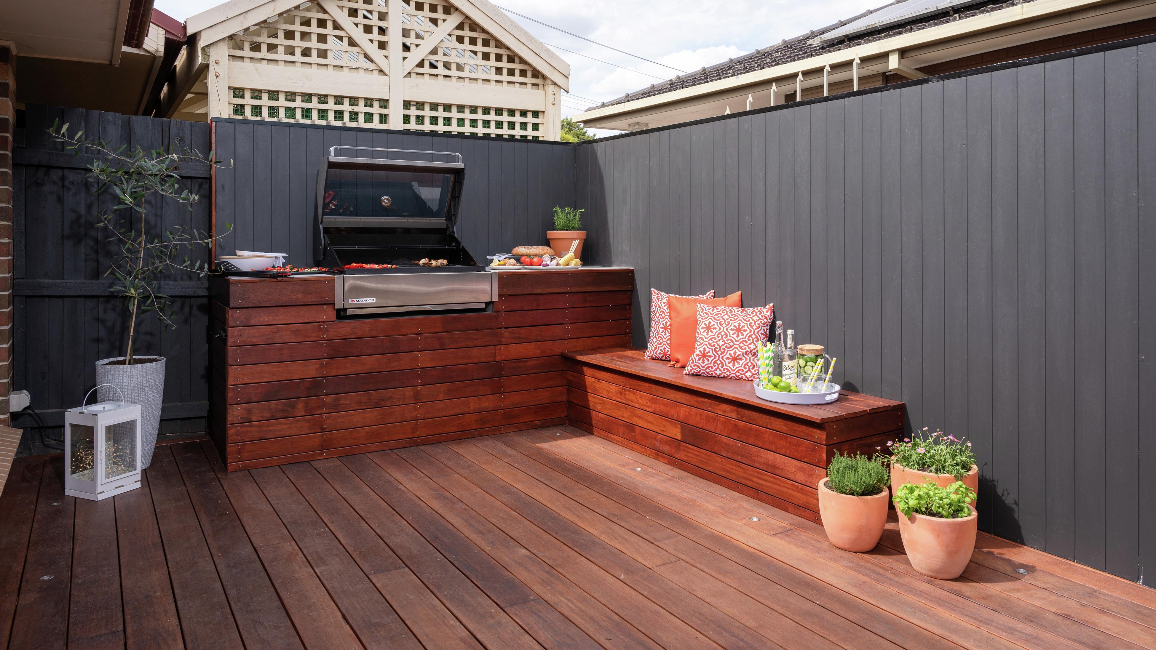 An outdoor area with a BBQ machine.