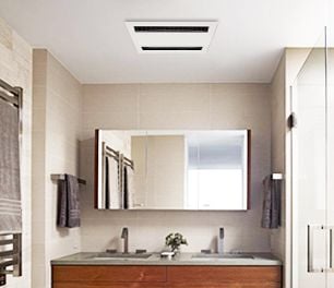 Extractor fan attached to bathroom ceiling
