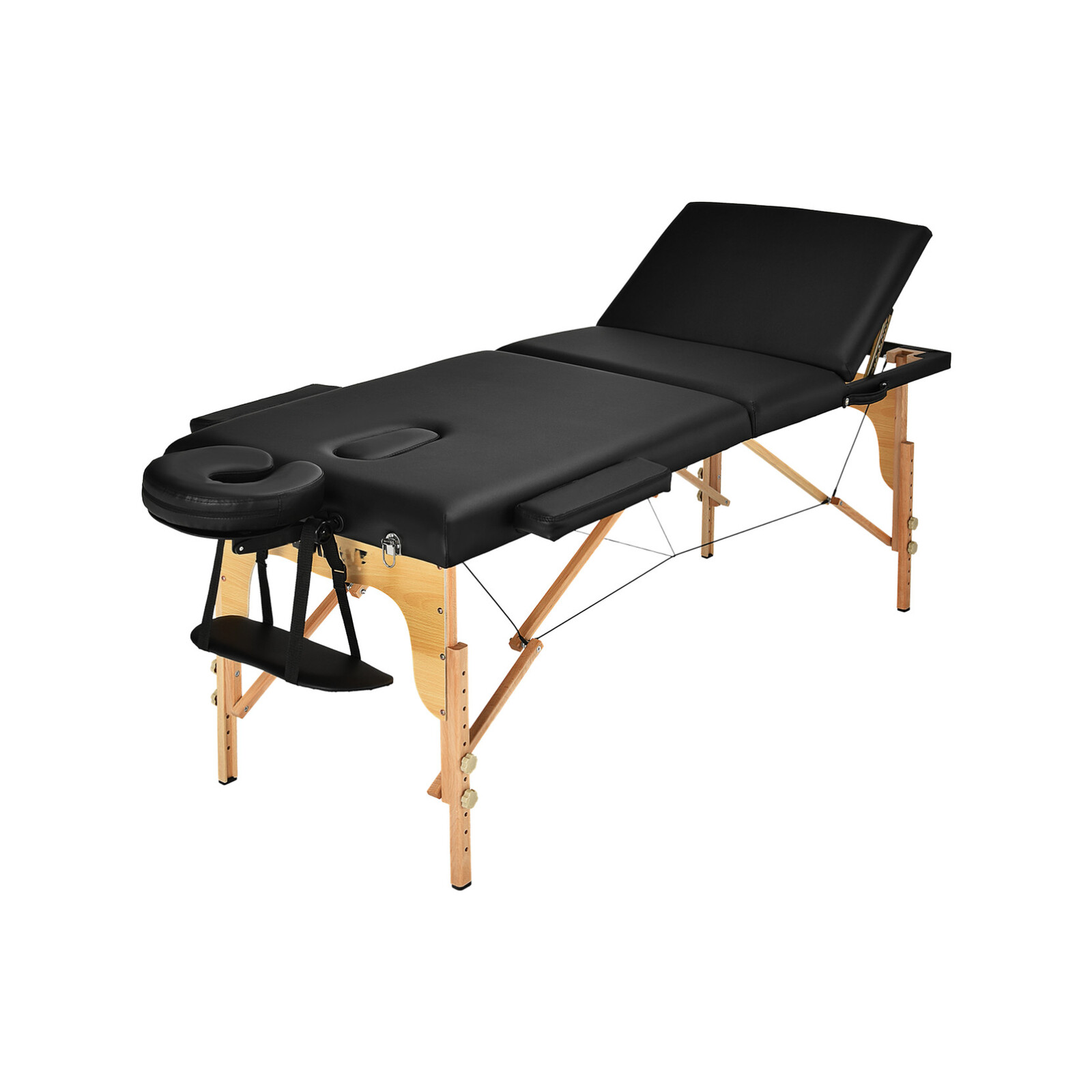 Costway 2 Fold Portable Massage Table Beauty Therapy Bed Black