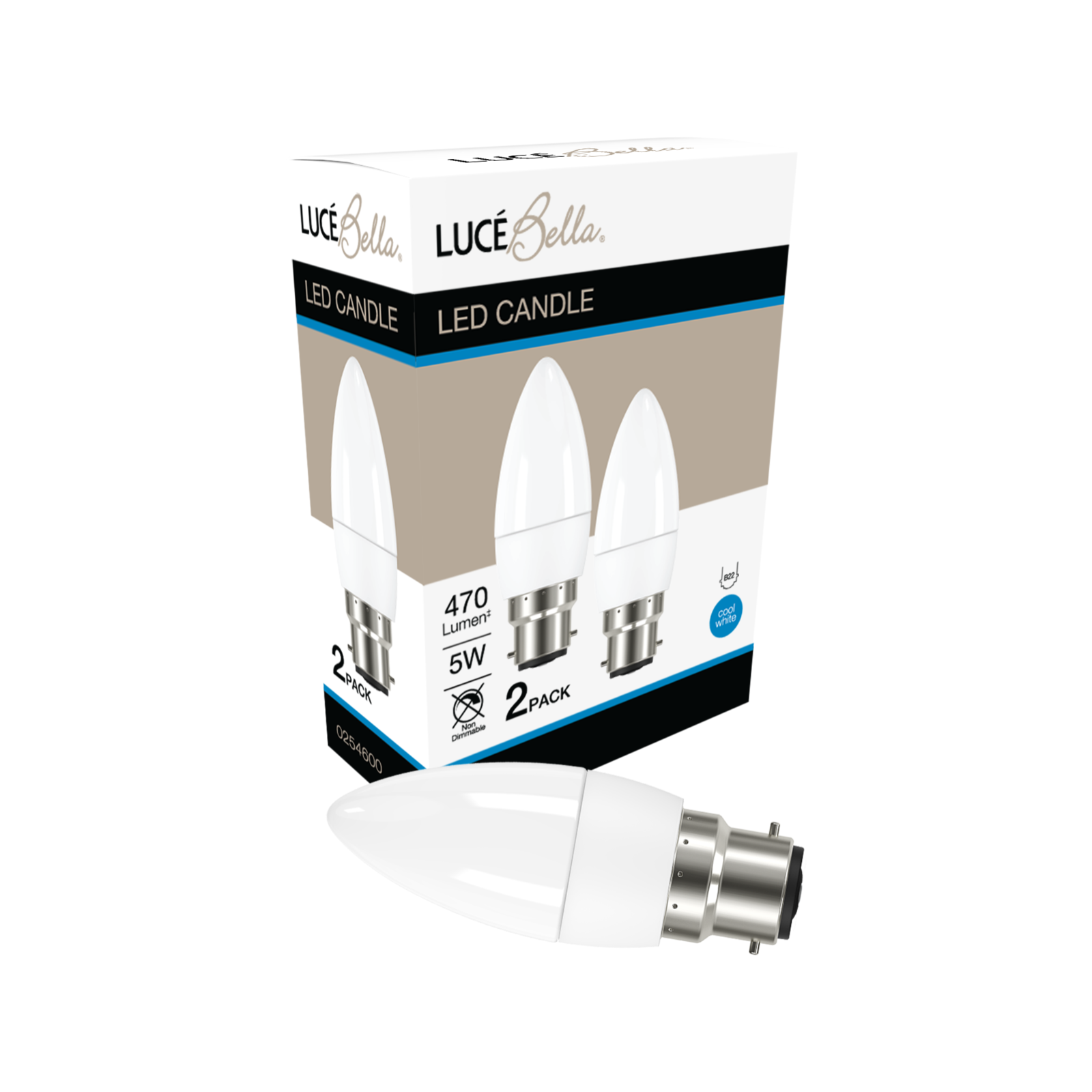 Luce Bella Candle B22 LED 470lm Cool White 5W Globe 2 Pack Bunnings