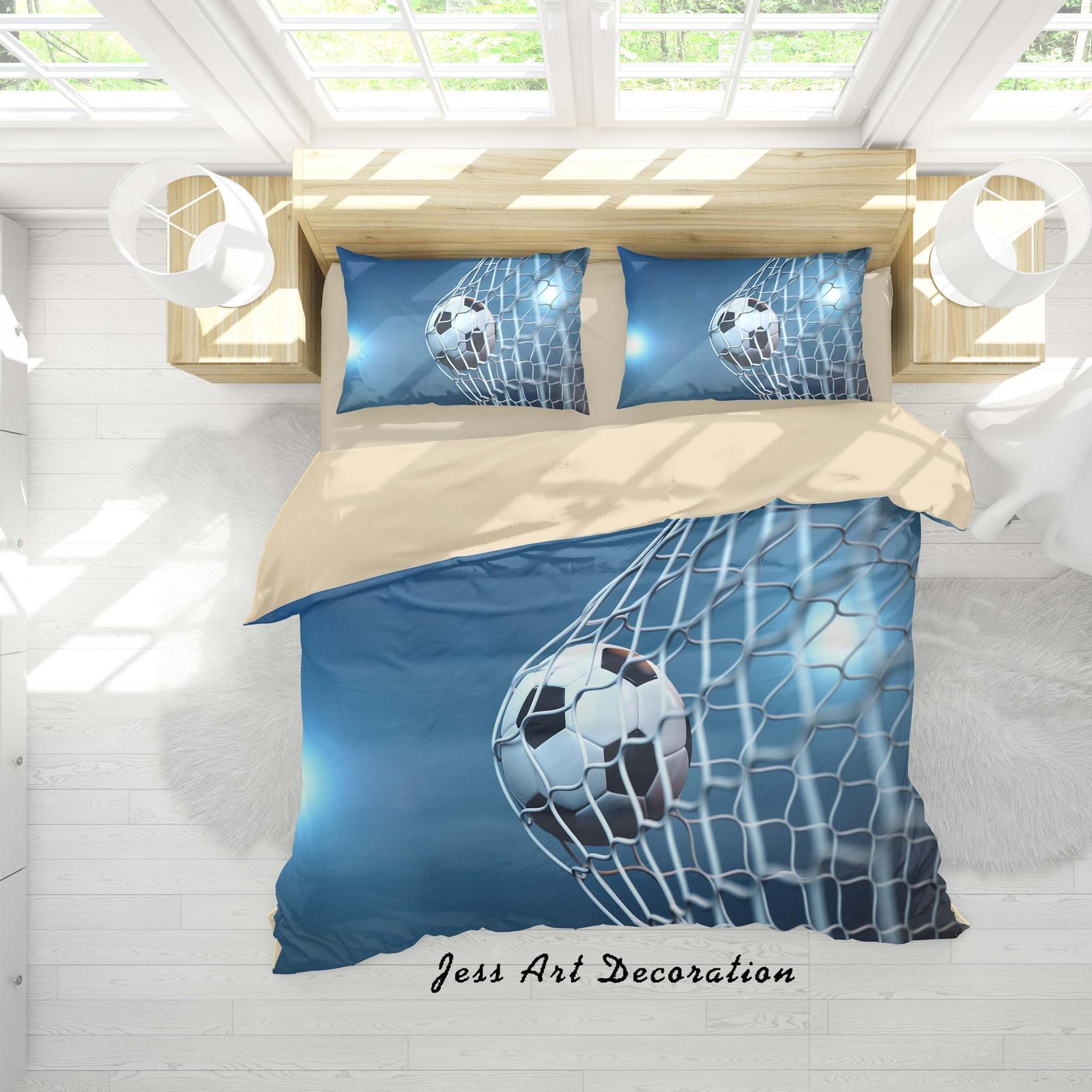 3D Blue Football Soccer Goal Quilt Cover Set Bedding Set Duvet Cover ...