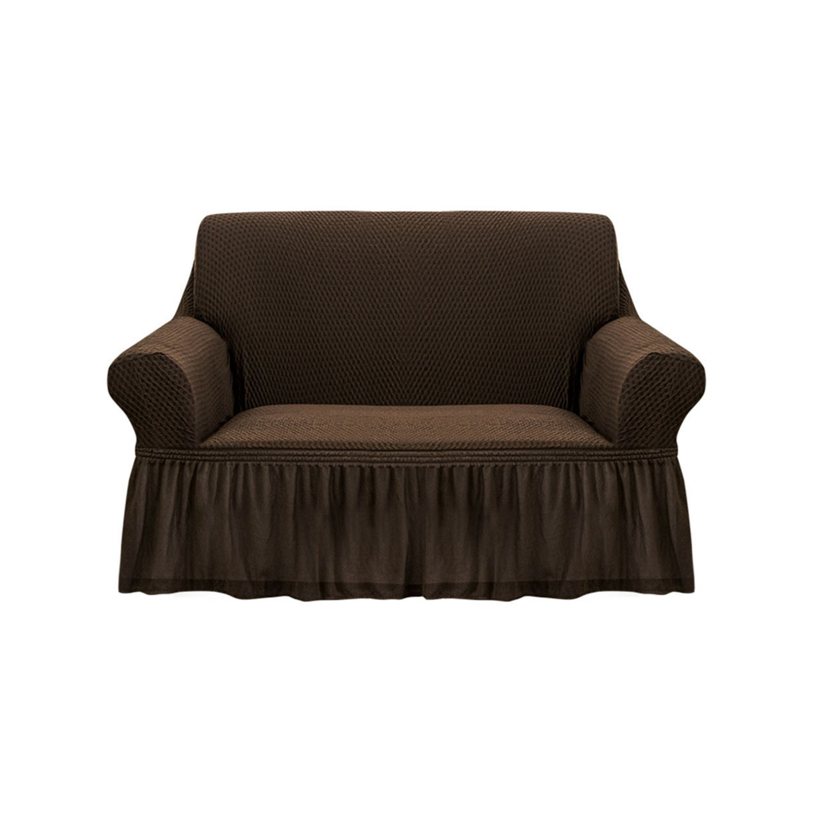 SOGA Coffee Colored 2 Seater Sofa Cover with Ruffled Skirt Bunnings