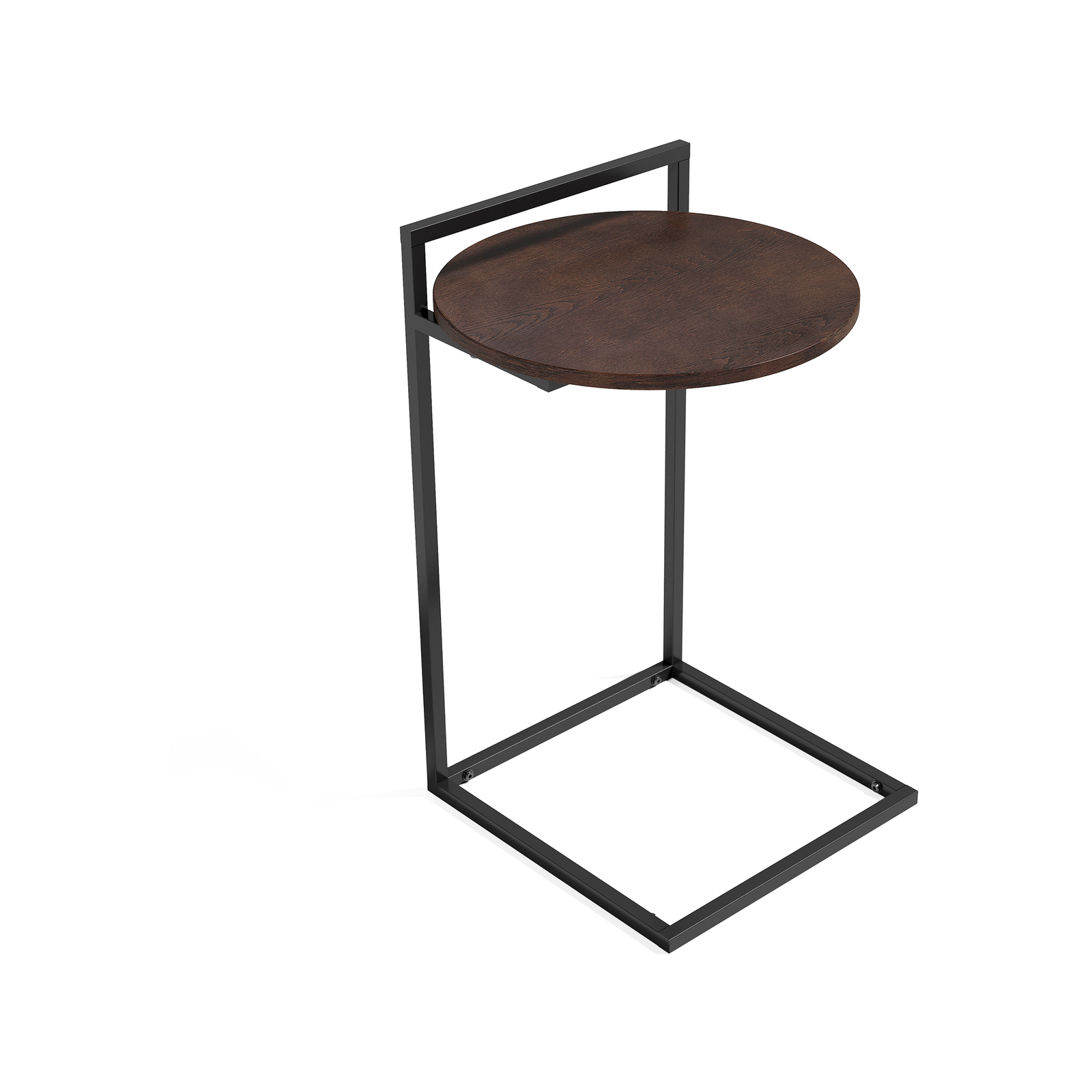 Zinus Ongii Metal And Wood Bedside Table Round Nightstand Dark Brown