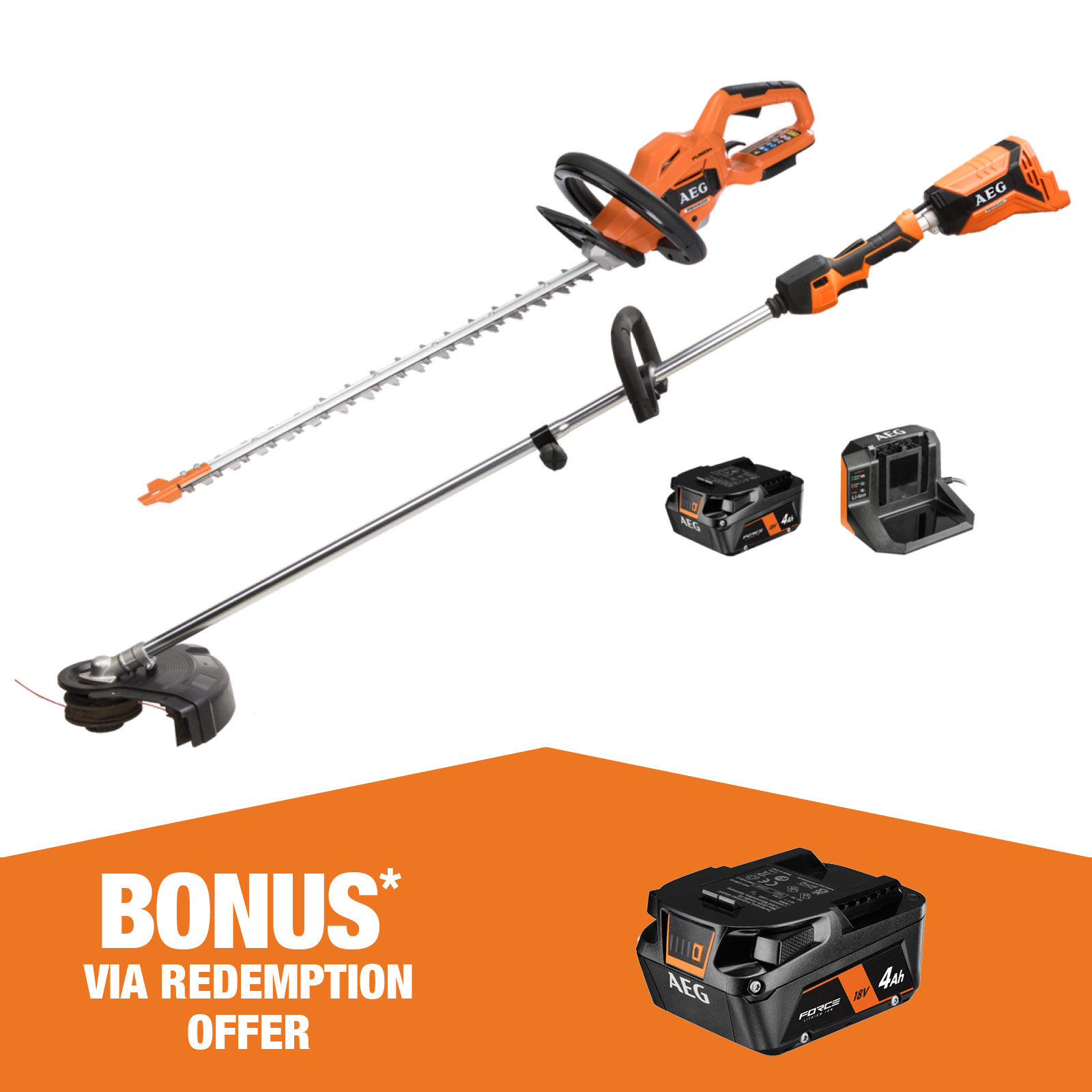 AEG 18V Line Trimmer Hedge Trimmer 4.0Ah FORCE Kit Bunnings New Zealand