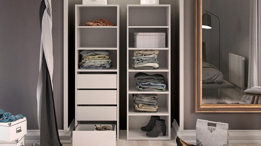 Close up shot of organized built in wardrobe.