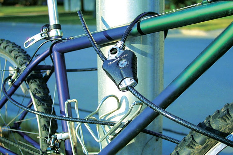 Bike lock locking bike to pole
