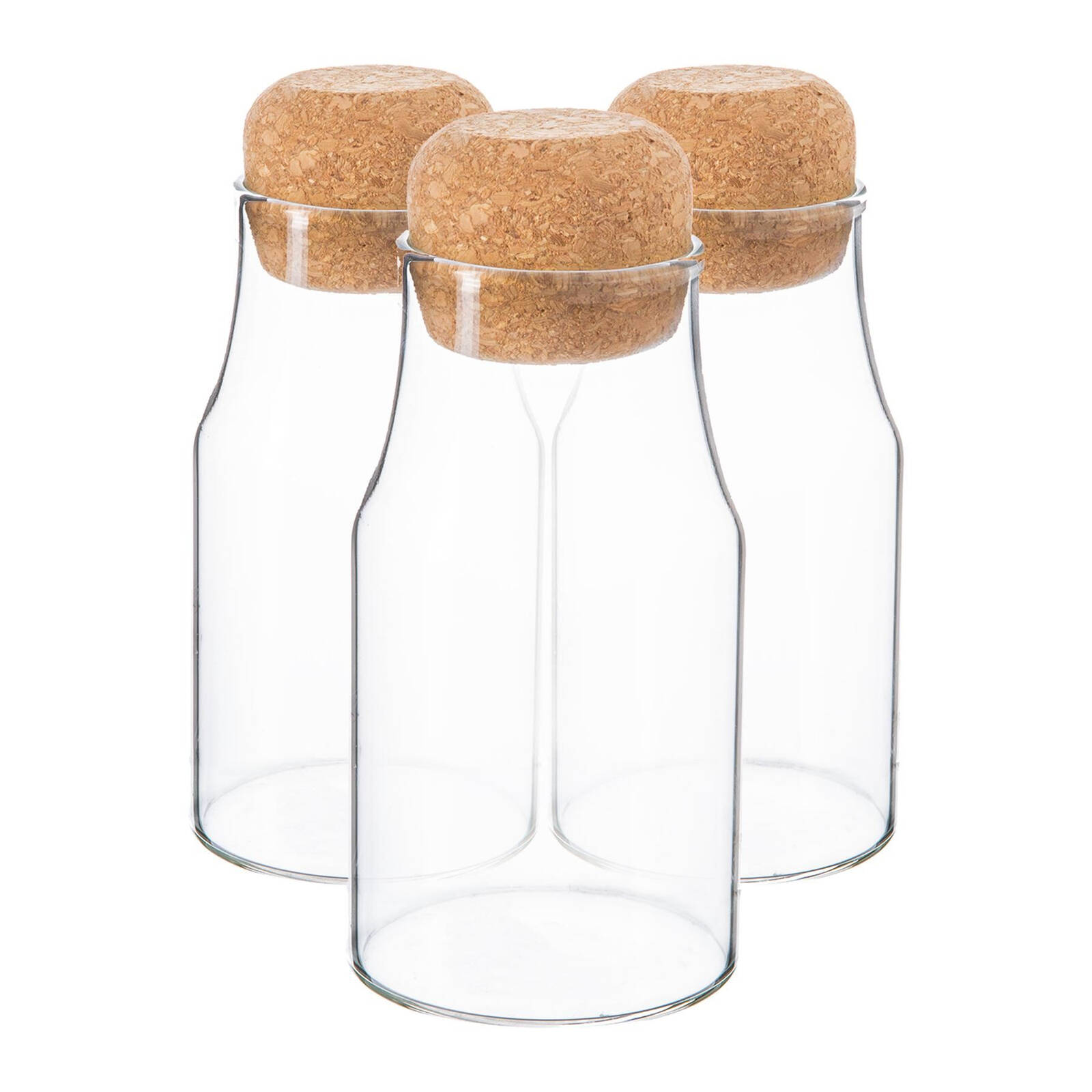 Argon Tableware Glass Storage Bottles with Cork Lids 180ml Pack of