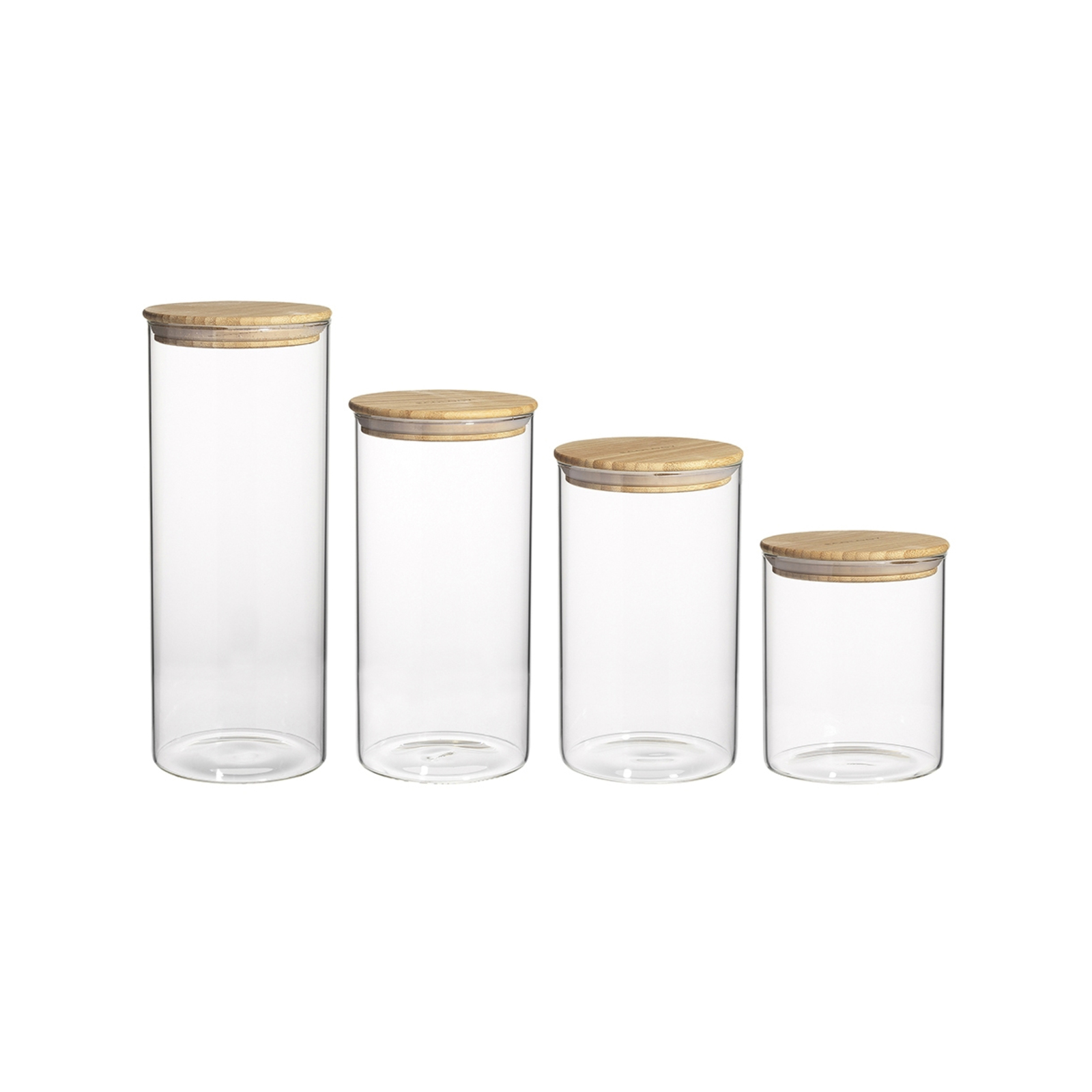 4pc Ecology Pantry Round Glass Canisters w/ Bamboo Lid - Bunnings Australia