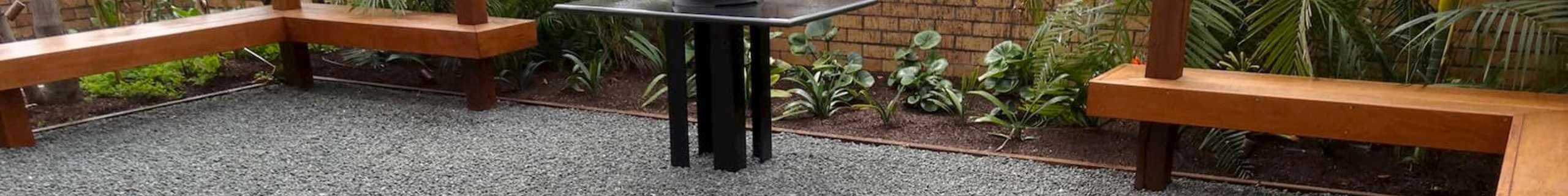 Backyard with path grade paving installed