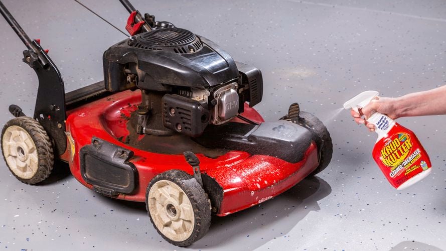 Green machine makeover! Our cleaner and degreaser breathes new life into your lawnmower, ready to conquer the turf.