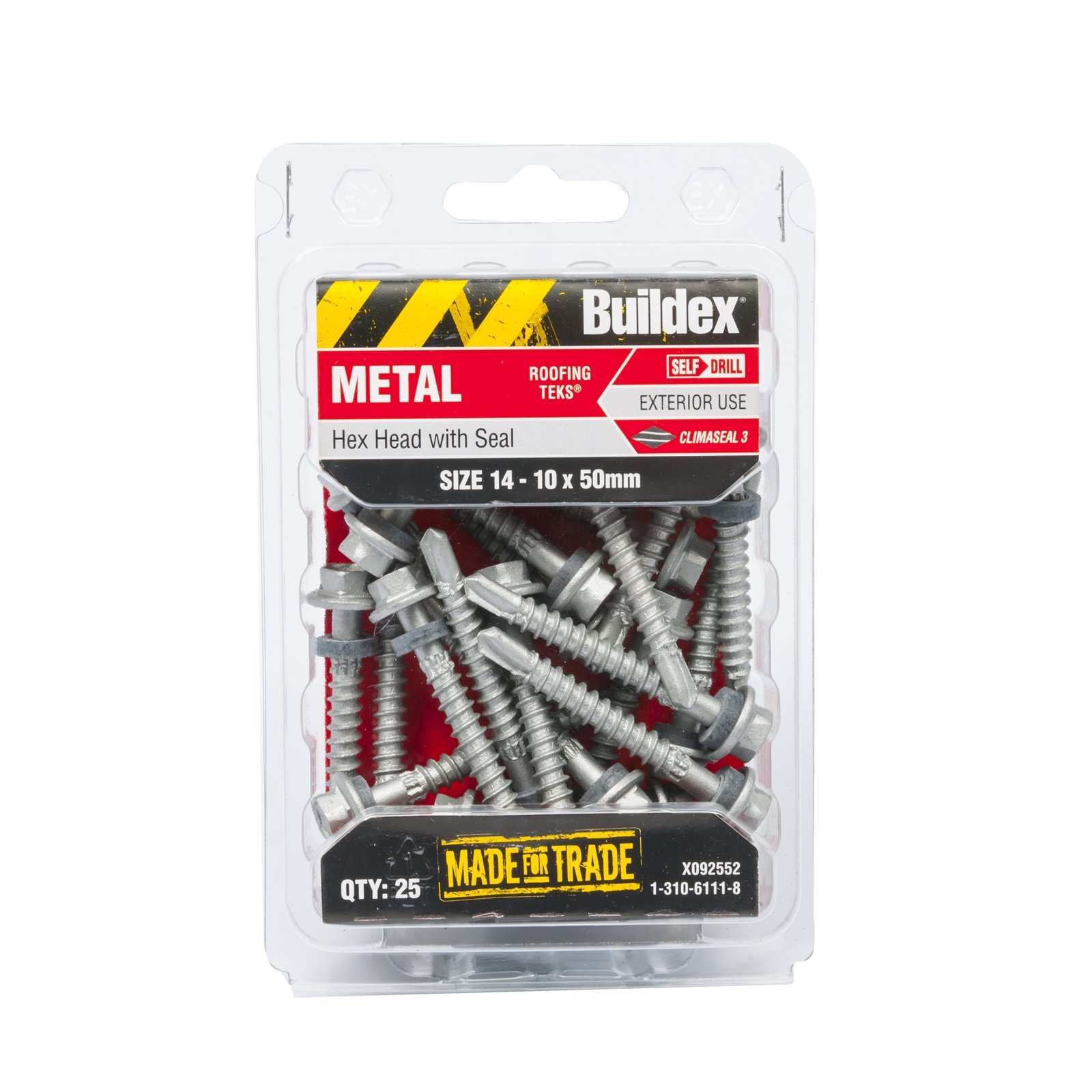 Buildex 1410 x 50mm Climaseal Hex Head With Seal Metal Roofing Tek