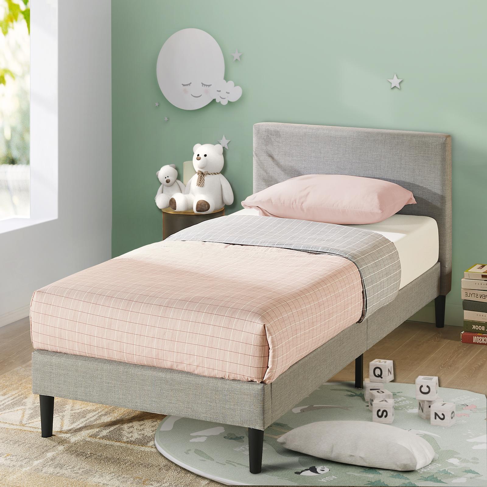 Zinus Bed Frame Single Size Fabric Bed Light Grey Nelly Bunnings Australia 