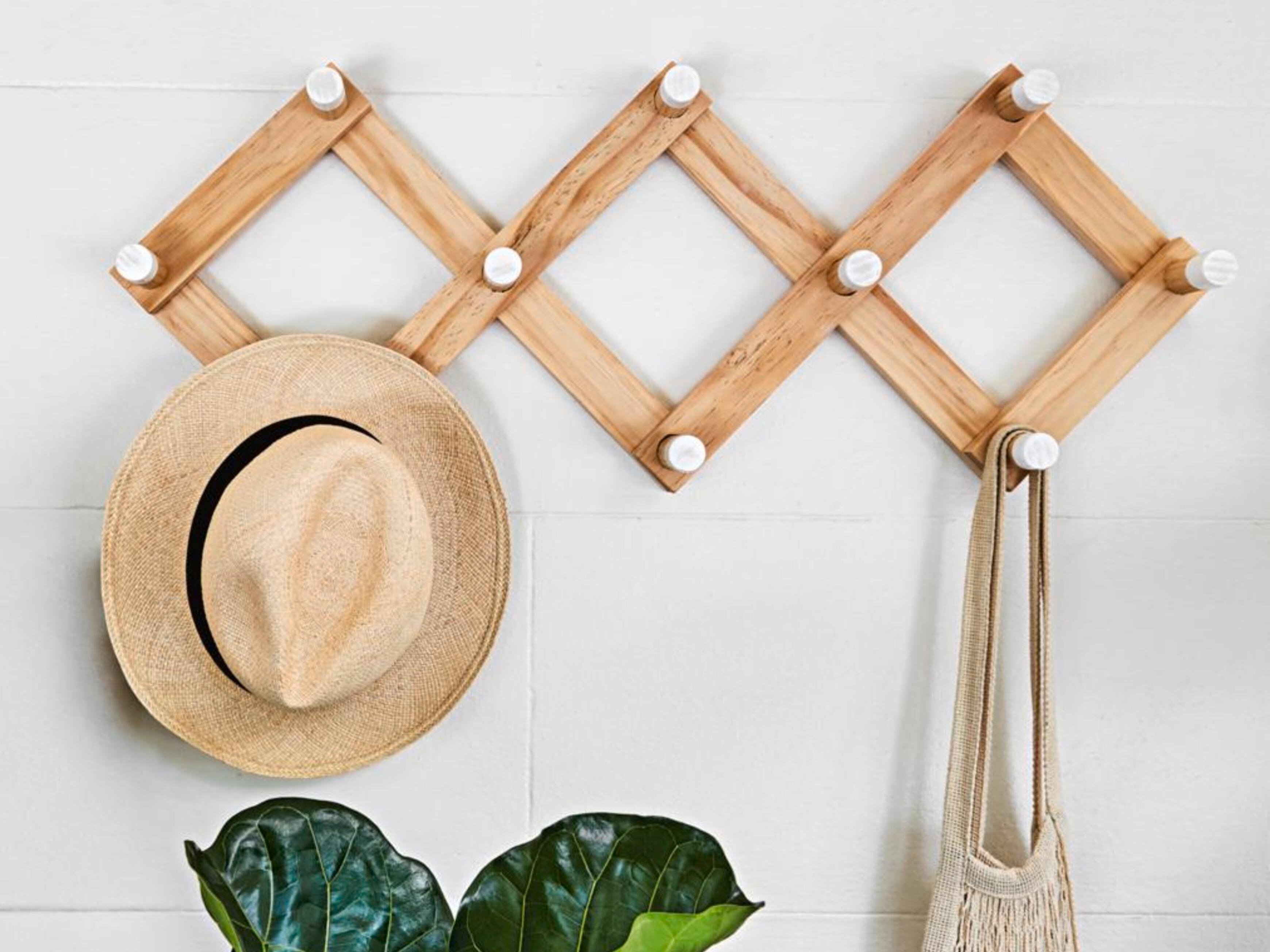 Wooden Coat Hooks, Coat Rack Wall Mounted Hat Rack Modern Wall Floating Coat Hook Rack Adhesive & Wall Mounted, Coat Hiden Hooks for Coats, Hats