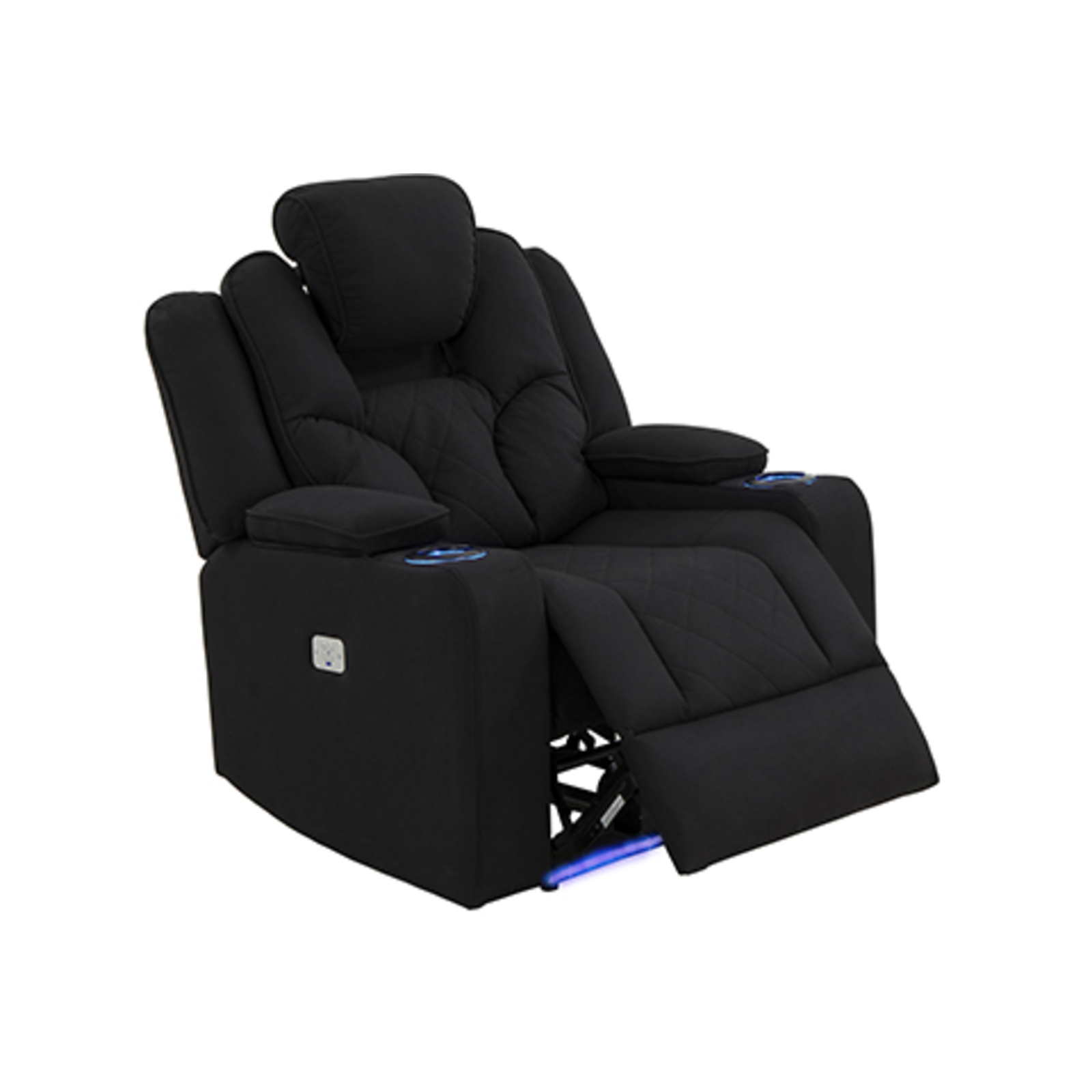 Electric Recliner Stylish Rhino Fabric Black 1 Seater Lounge Armchair