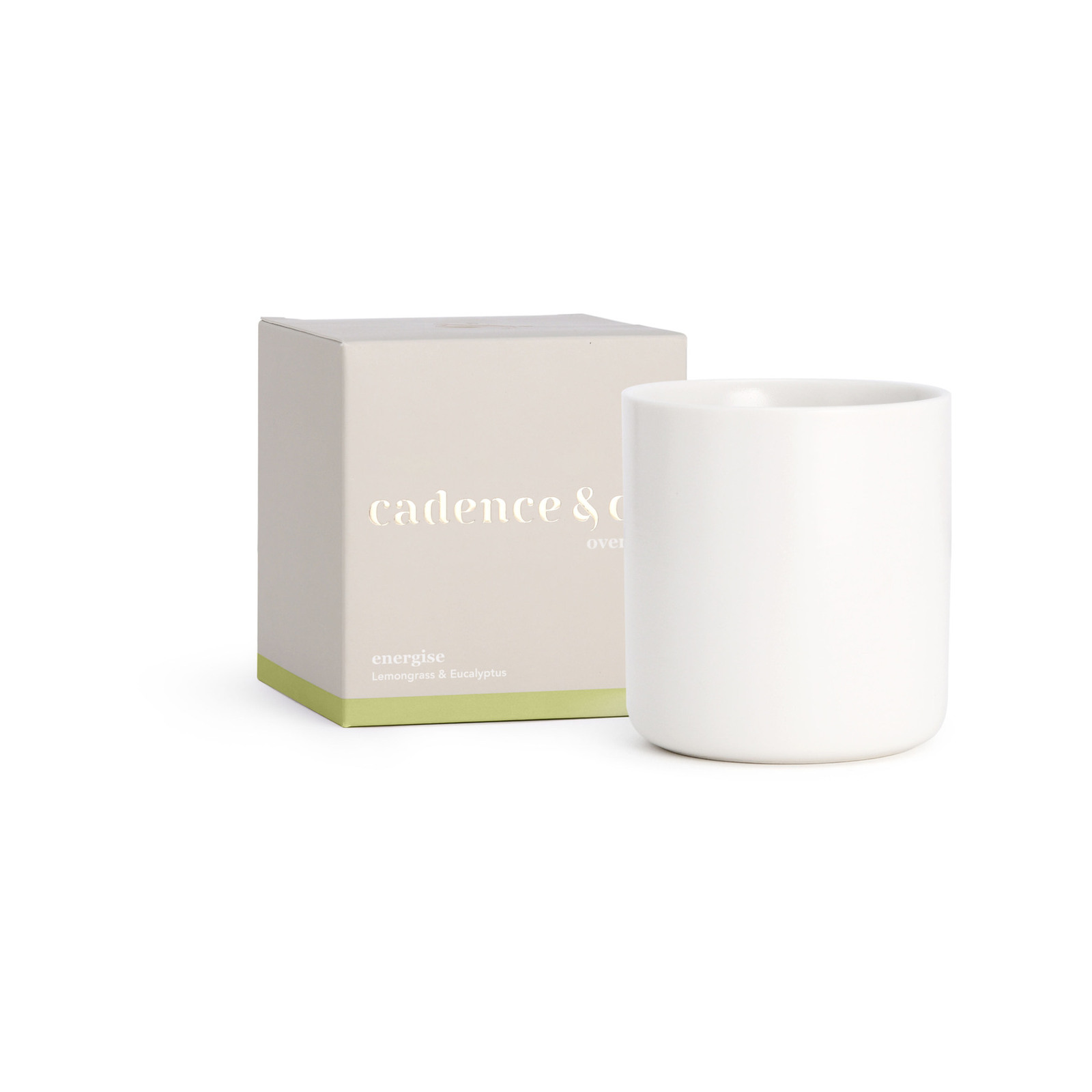 Cadence & Co Overture Scented Candle Energise Lemongrass & Eucalyptus Natural Soy Wax Candle w