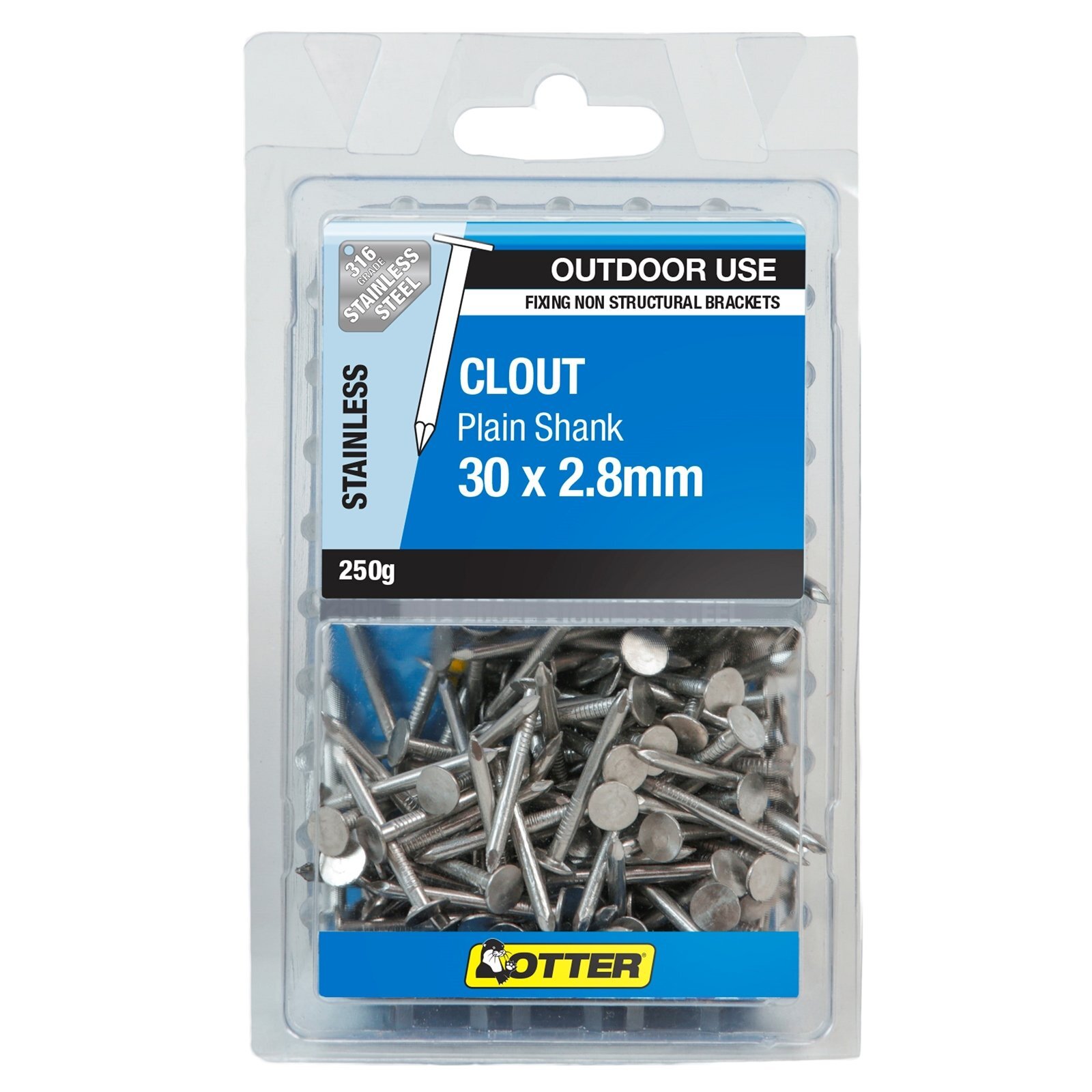 Otter 250g 30 x 2.8mm Stainless Steel Clout Nails Bunnings Australia