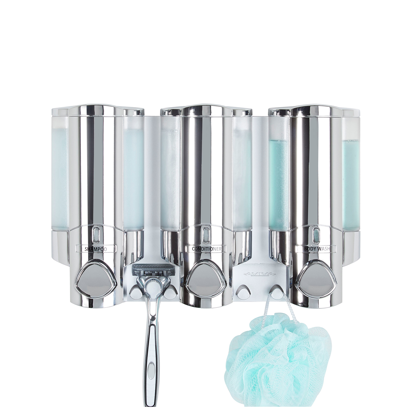 Better Living 300ml Chrome Aviva Triple Chamber Shower Dispenser
