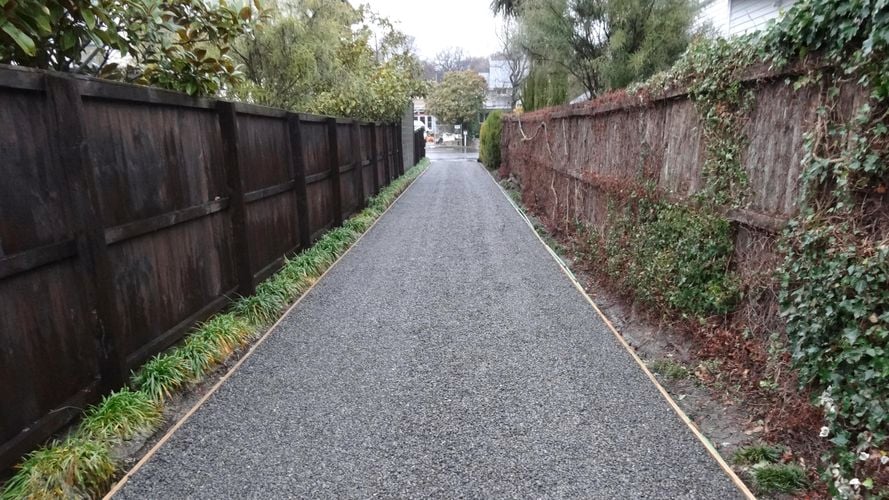 Gravel driveway with vehicle grade paving installed 