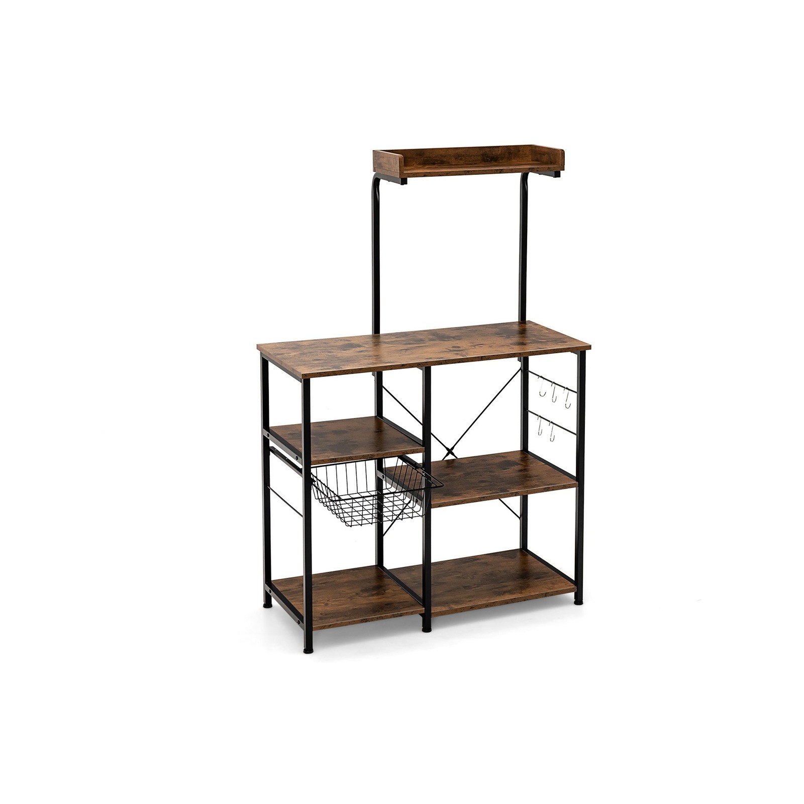 Costway 5tier Kitchen Baker Rack Microwave Stand LightBrown Bunnings