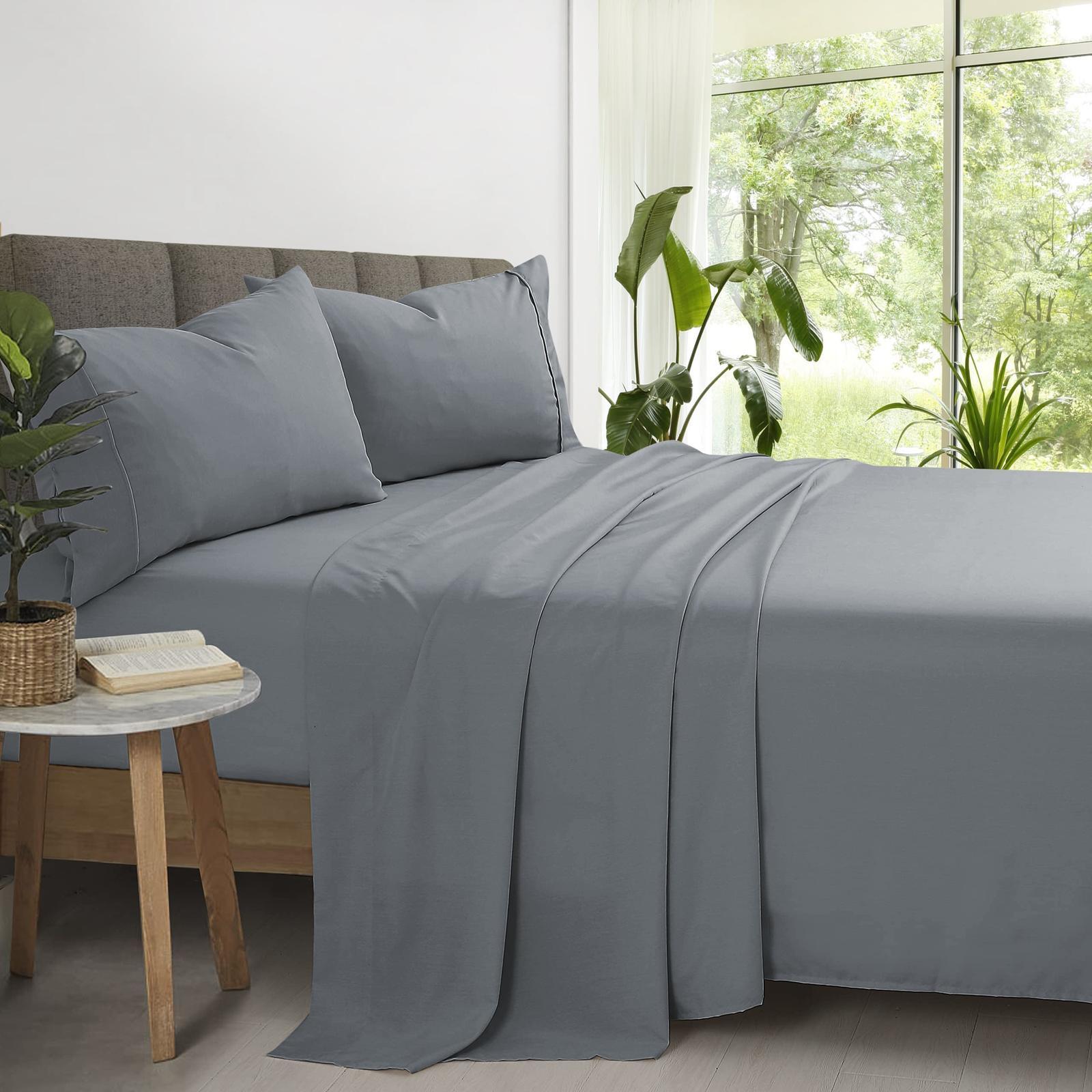 2000TC Super Soft Bamboo Microfibre Sheet Set – Charcoal - Queen ...