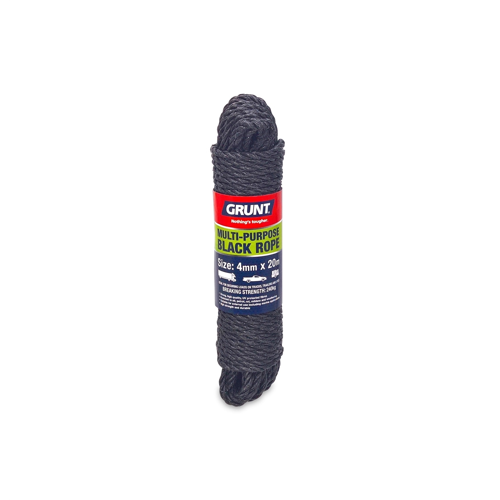 Grunt 4mm x 20m Black Multi Purpose Rope - Bunnings Australia