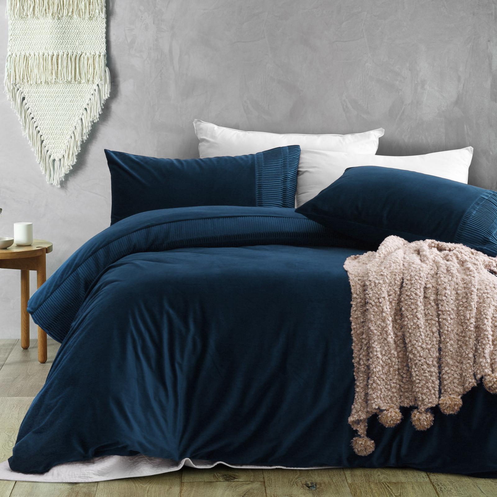 Dreamaker Ripple Velvet Quilt Cover Set Navy Bunnings Australia