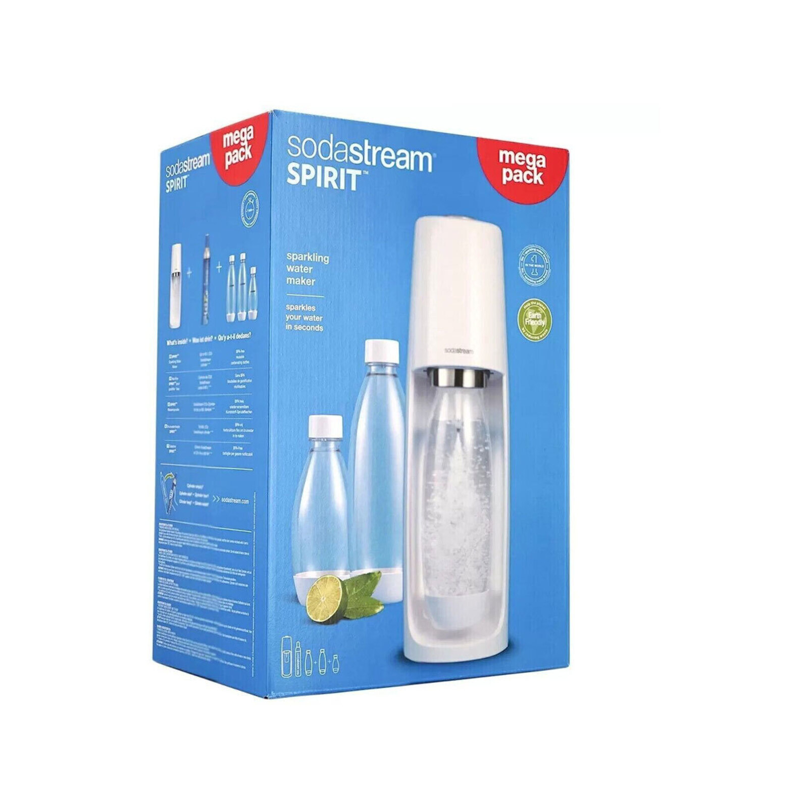 SodaStream Spirit Mega Pack 60L Sparkling Water/Soda Maker White