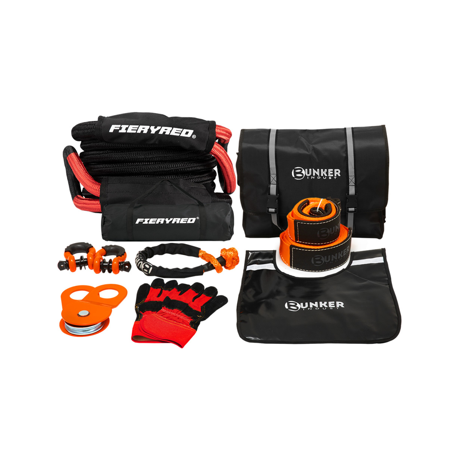 22MMx6M Recovery Rope Tow Strap + 10PC Recovery Kit Offroad Gear 4WD