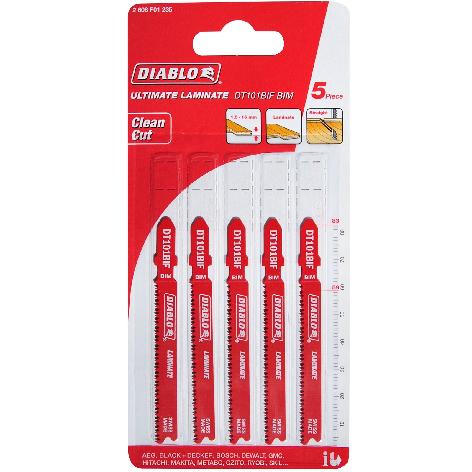 Diablo 1.515mm Ultimate Laminate Jigsaw Blade 5 Pack Bunnings